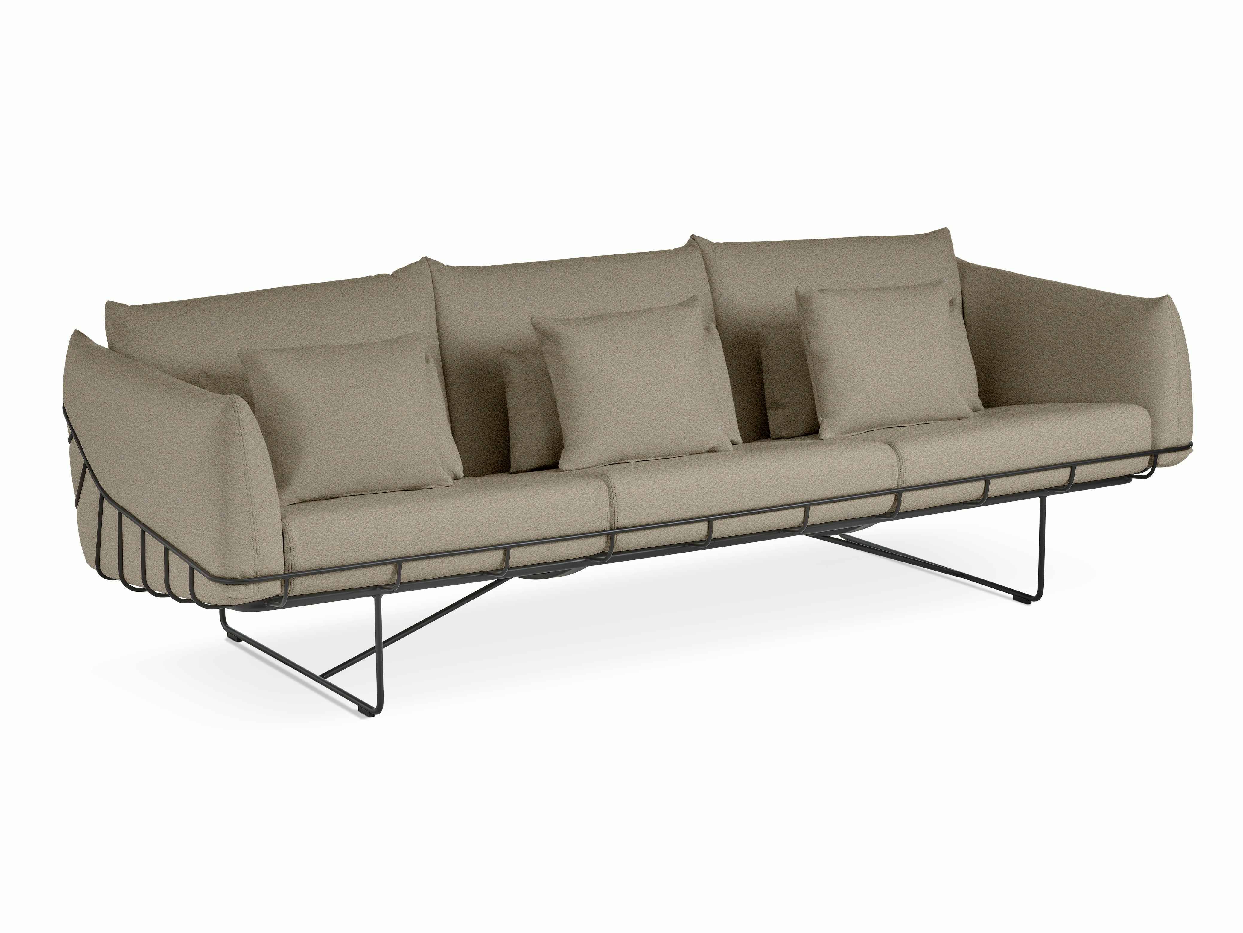 Wireframe Sofa -  3-Seat,  Whim,  Rye,  Black