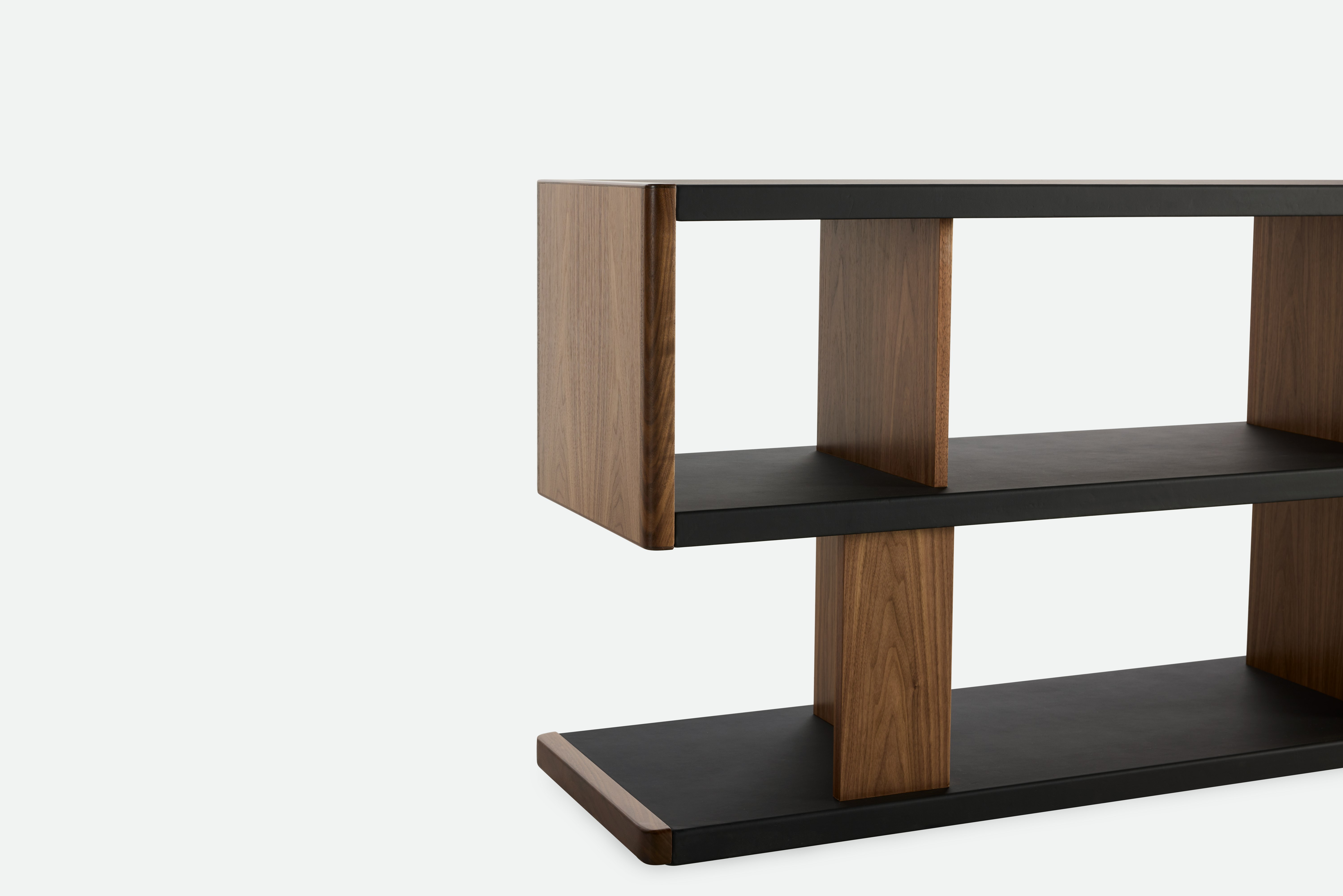 New Canaan Low Bookshelf - black,  walnut