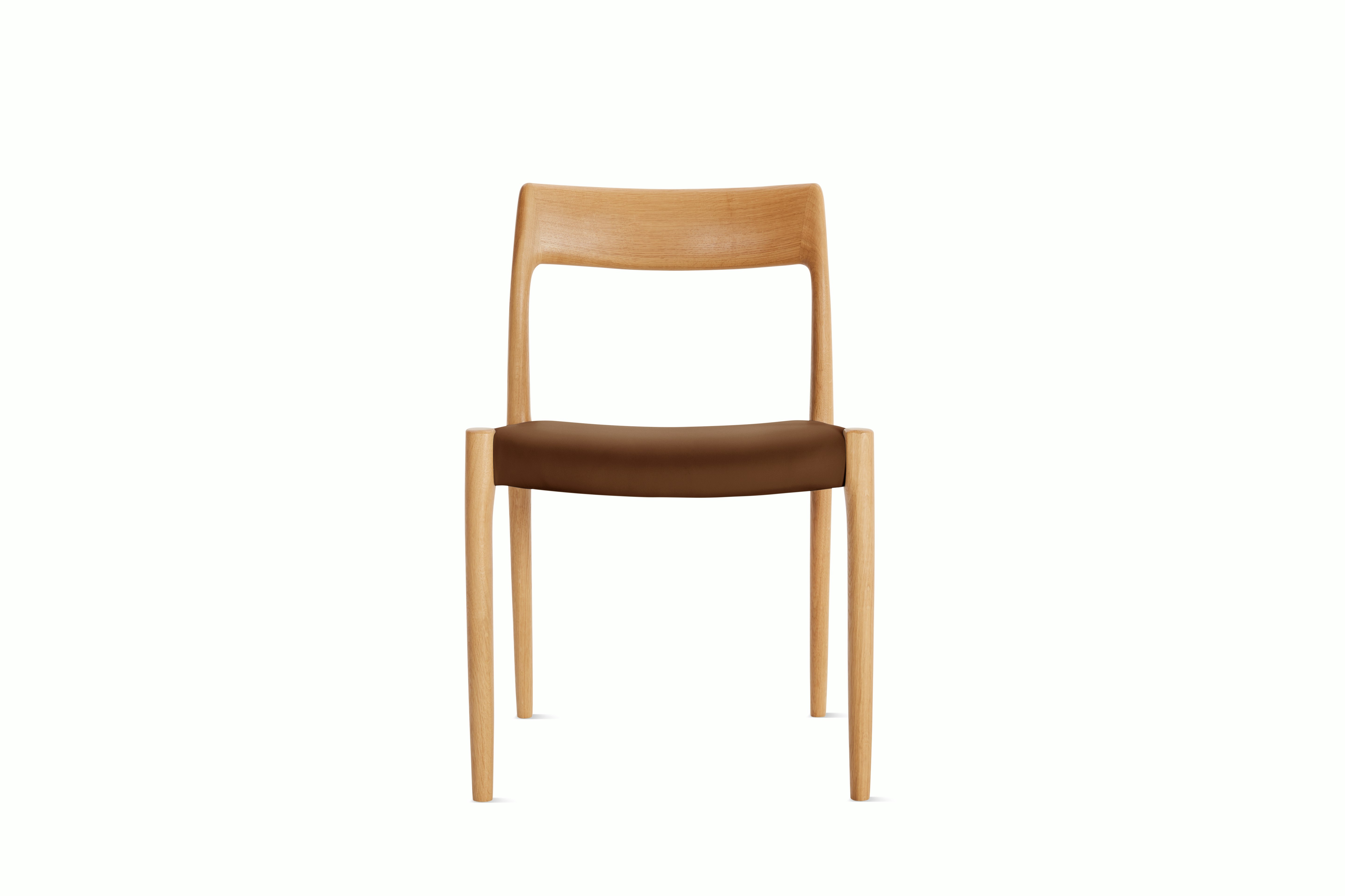 M&oslash;ller Model 77 Side Chair - Side Chair,  Oak,  Leather,  Tobacco