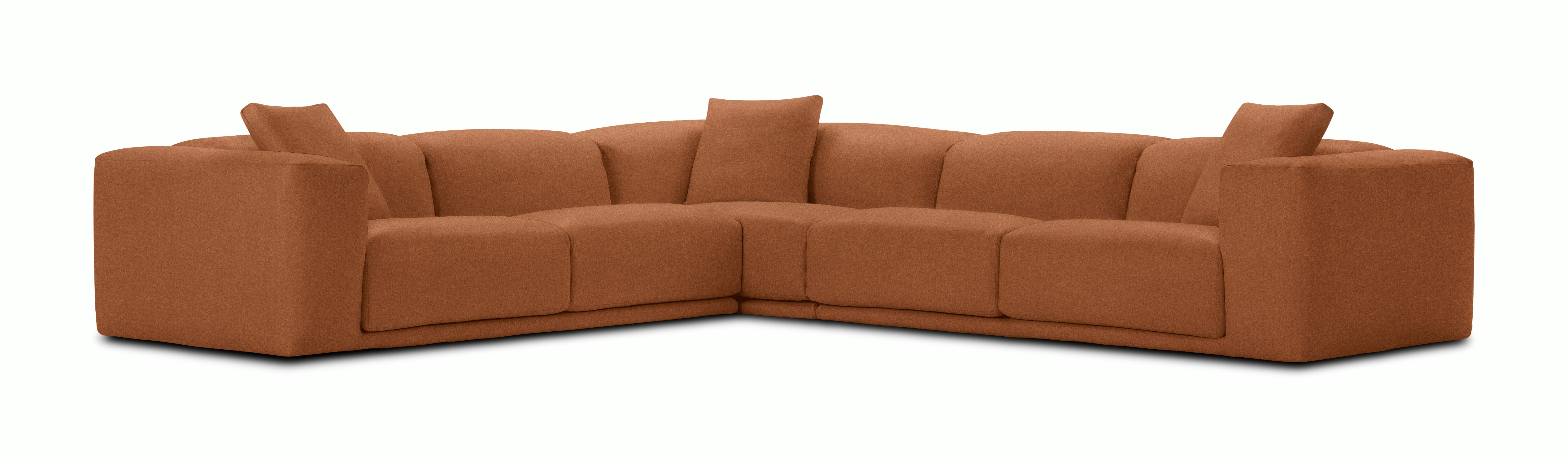 A Kelston Corner Sectional in Clay viewed from the front.