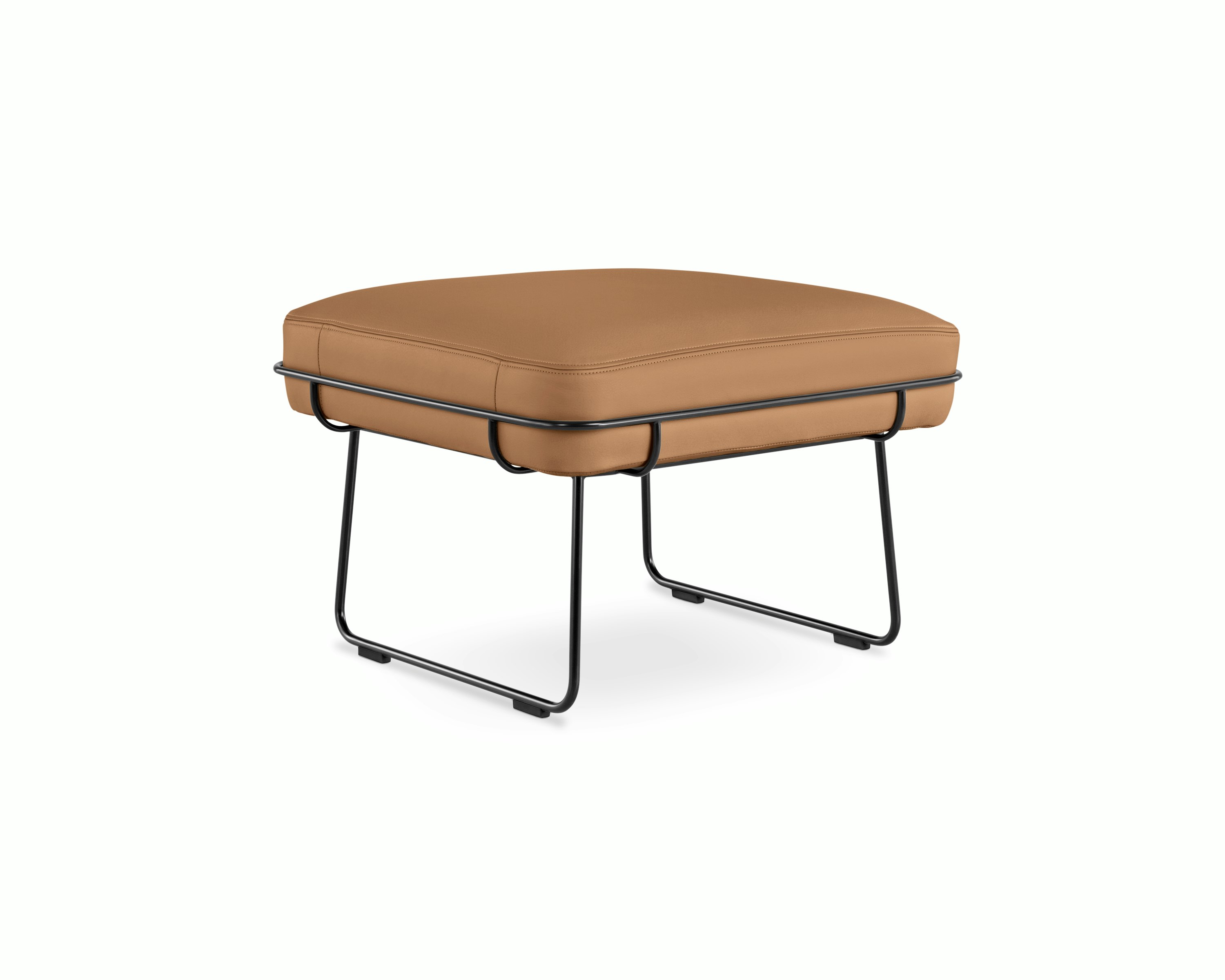 Wireframe Ottoman -  Prone Leather,  Shore,  Black