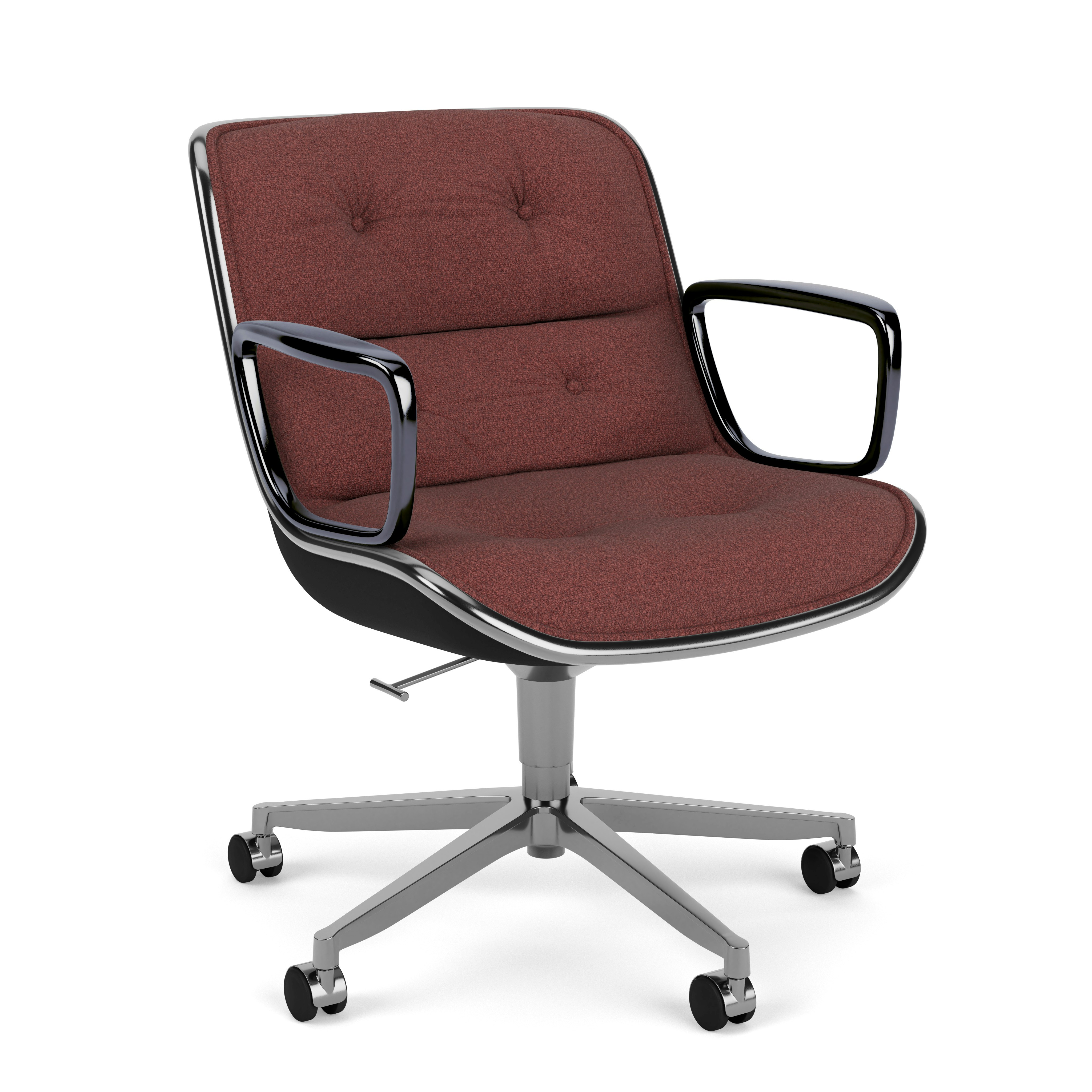 Pollock Executive Armchair - 5 Star, Polished Aluminum, Classic Boucle, Ardent