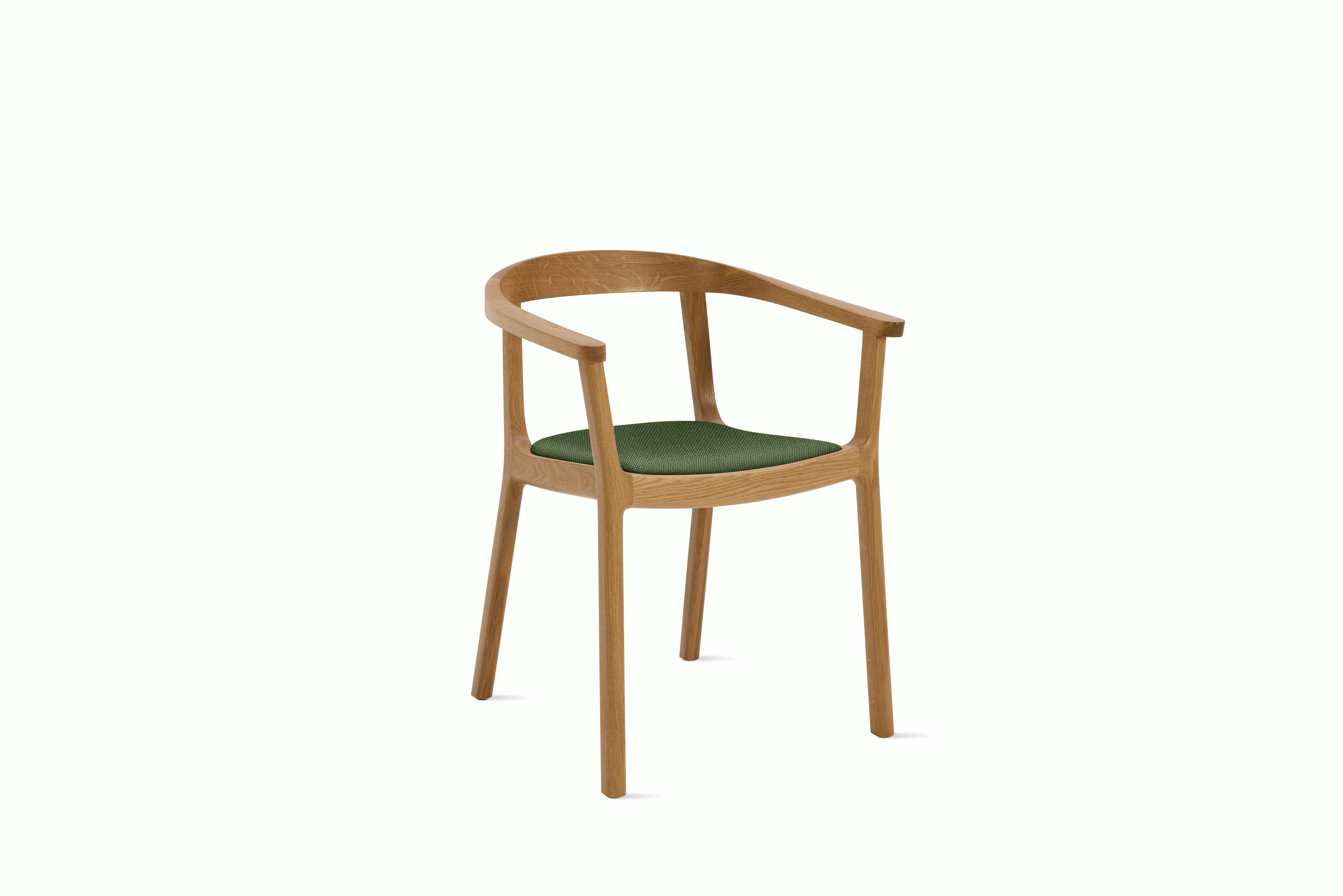 A Lijn Armchair in Genus Oak viewed from an angle.