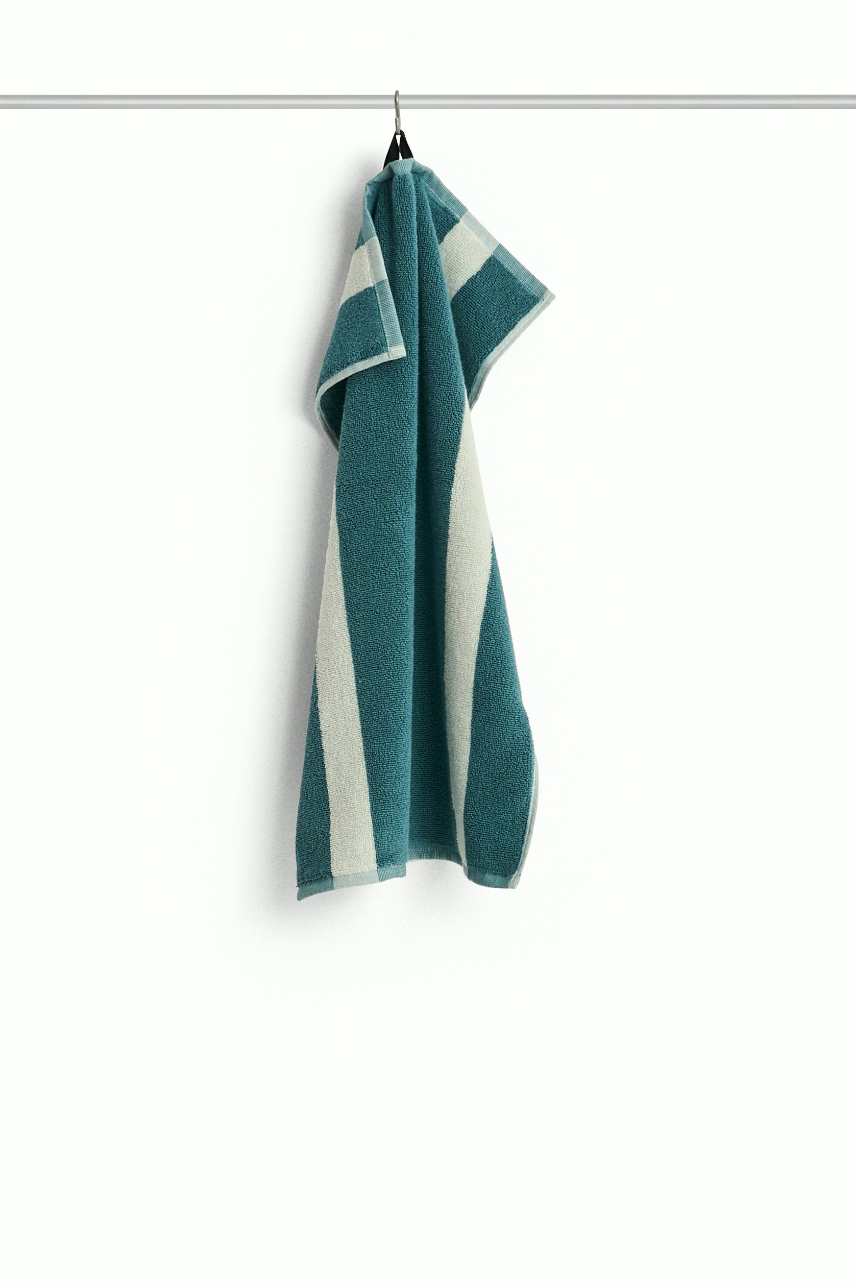 A detailed look at Stripe Hand Towel in Petrol Blue.