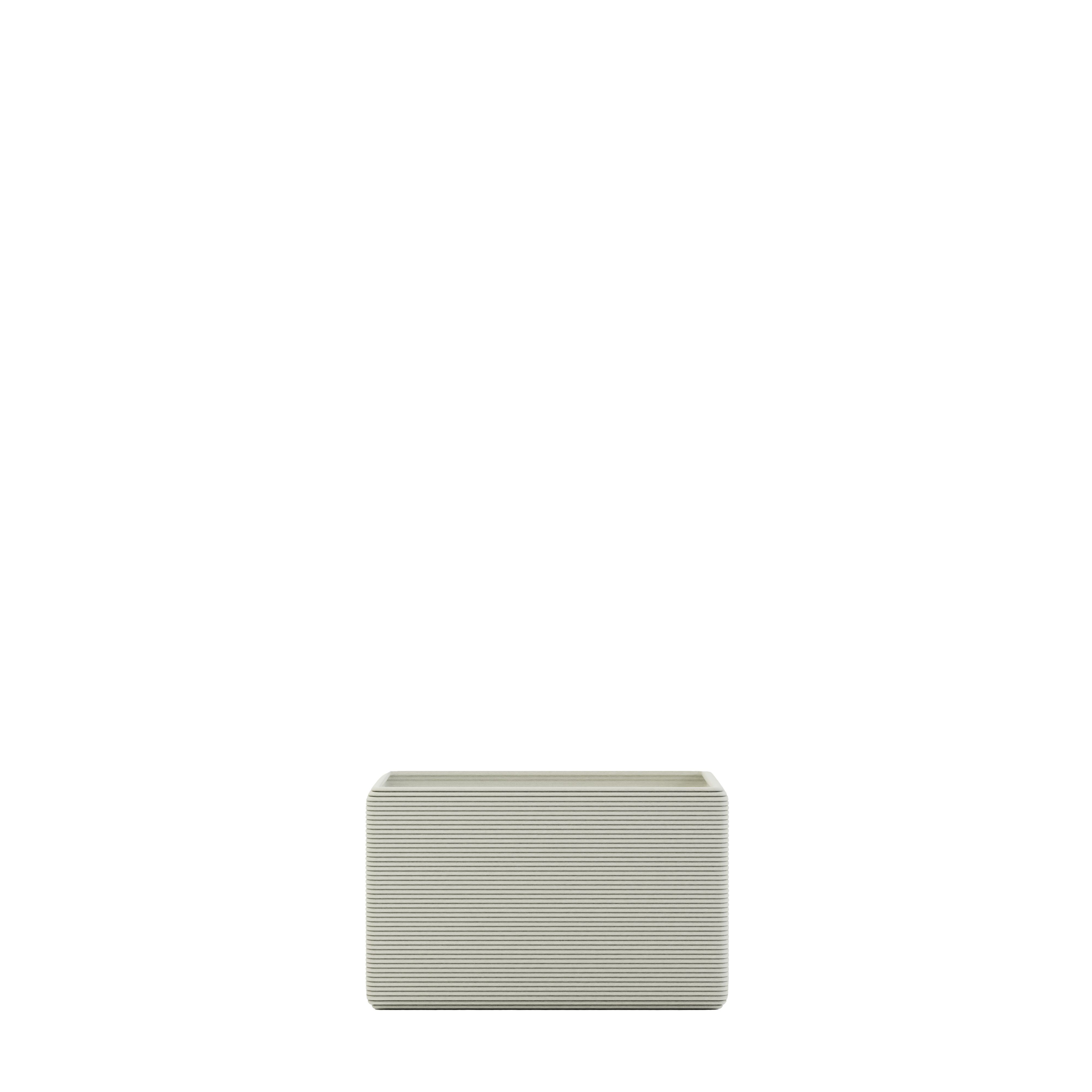 A Avila 3D Printed Concrete Planter in Glacial Mist Viewed from the front.