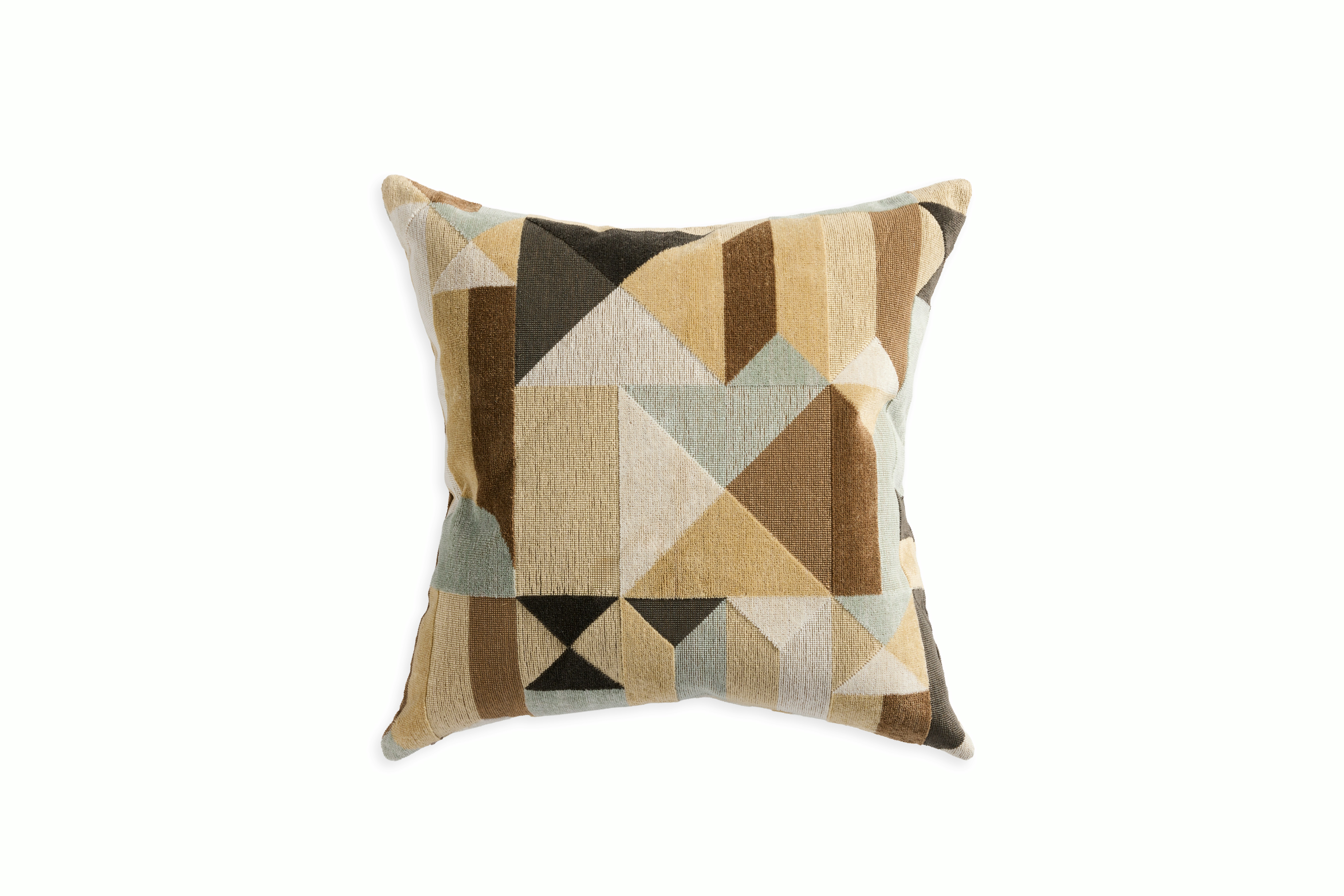 A Clarence House Geometric Pillow in Geometric Viewed from behind.