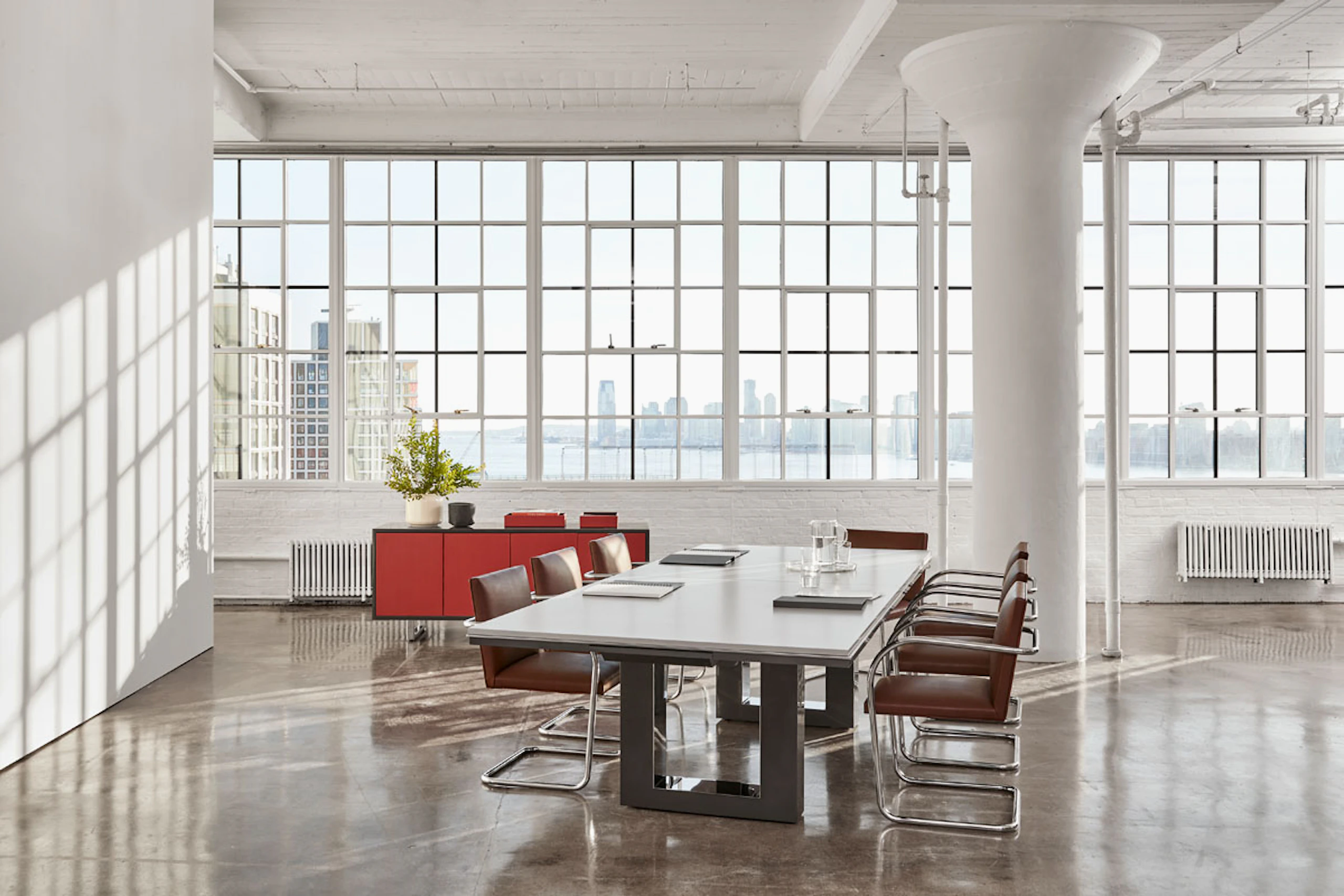 Highline 50 Conference Table in a Conference Room setting with Highline 25 Credenza.