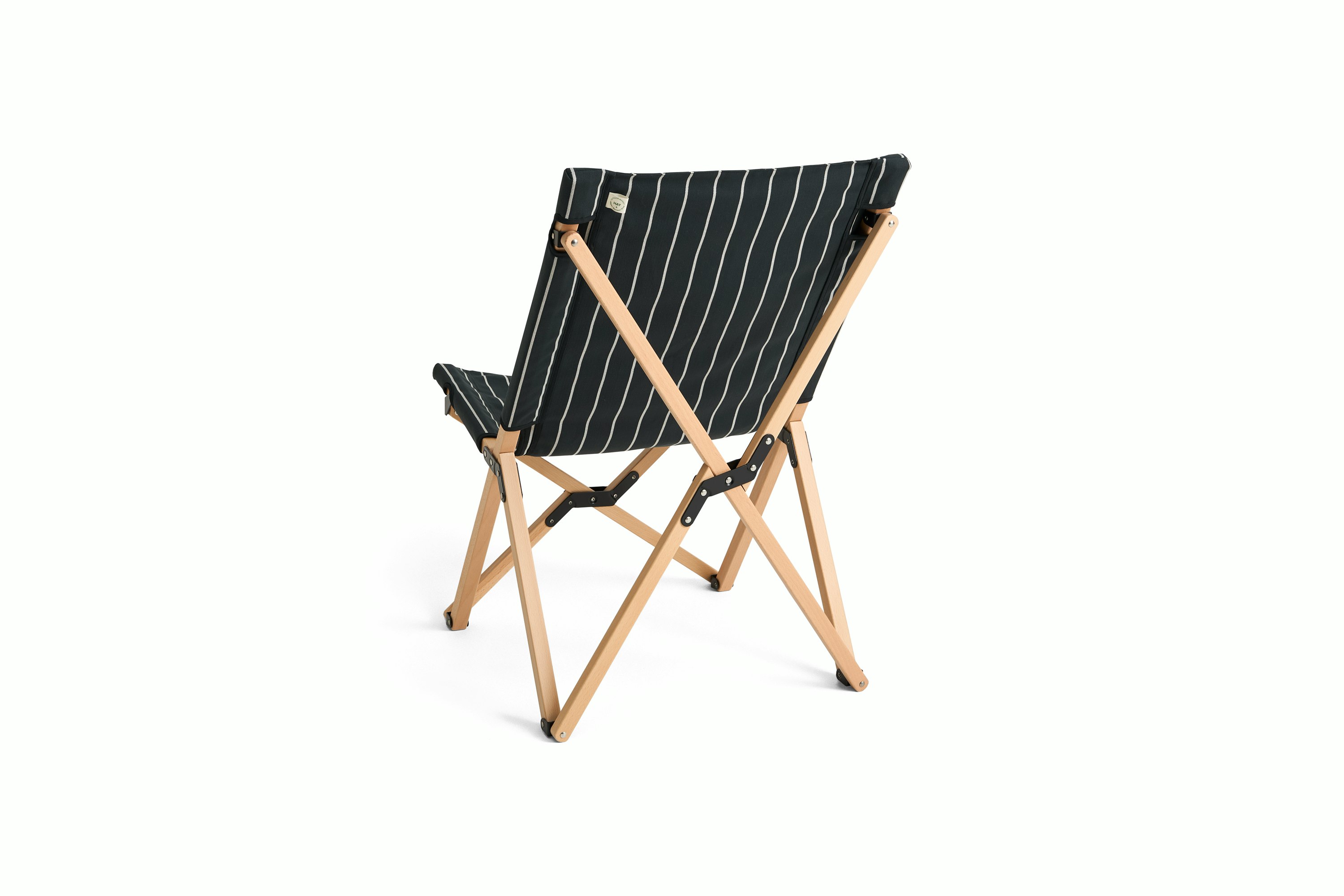 Outdoor Market Folding Chair - Black With Beige Stripe