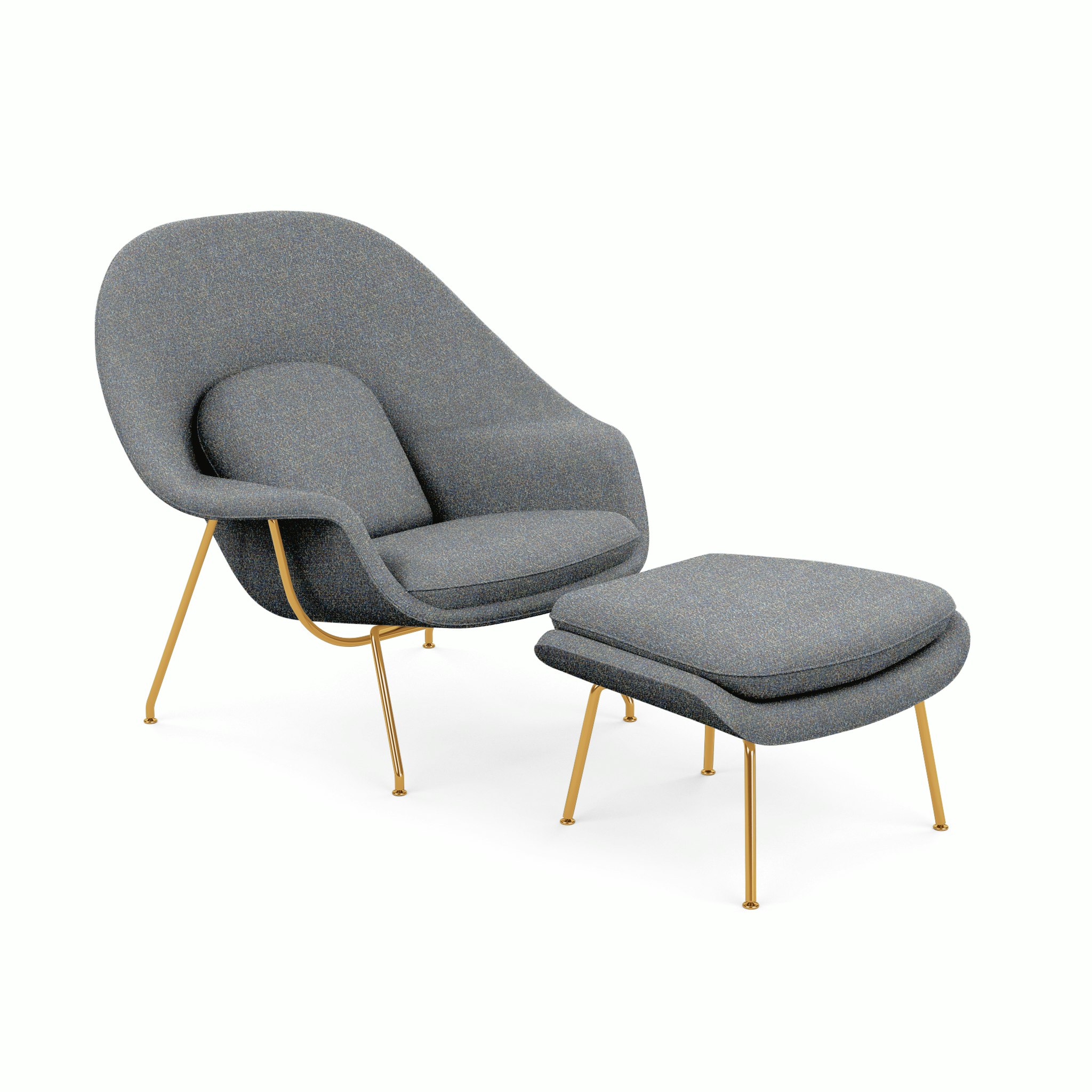 Womb Chair  and  Ottoman - Standard,  Tempest,  Aurora,  Gold