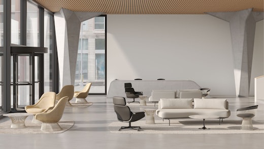 Panoramic Sofas with Saarinen Coffee Table KN02 Lounge Chair Platner Chair Table