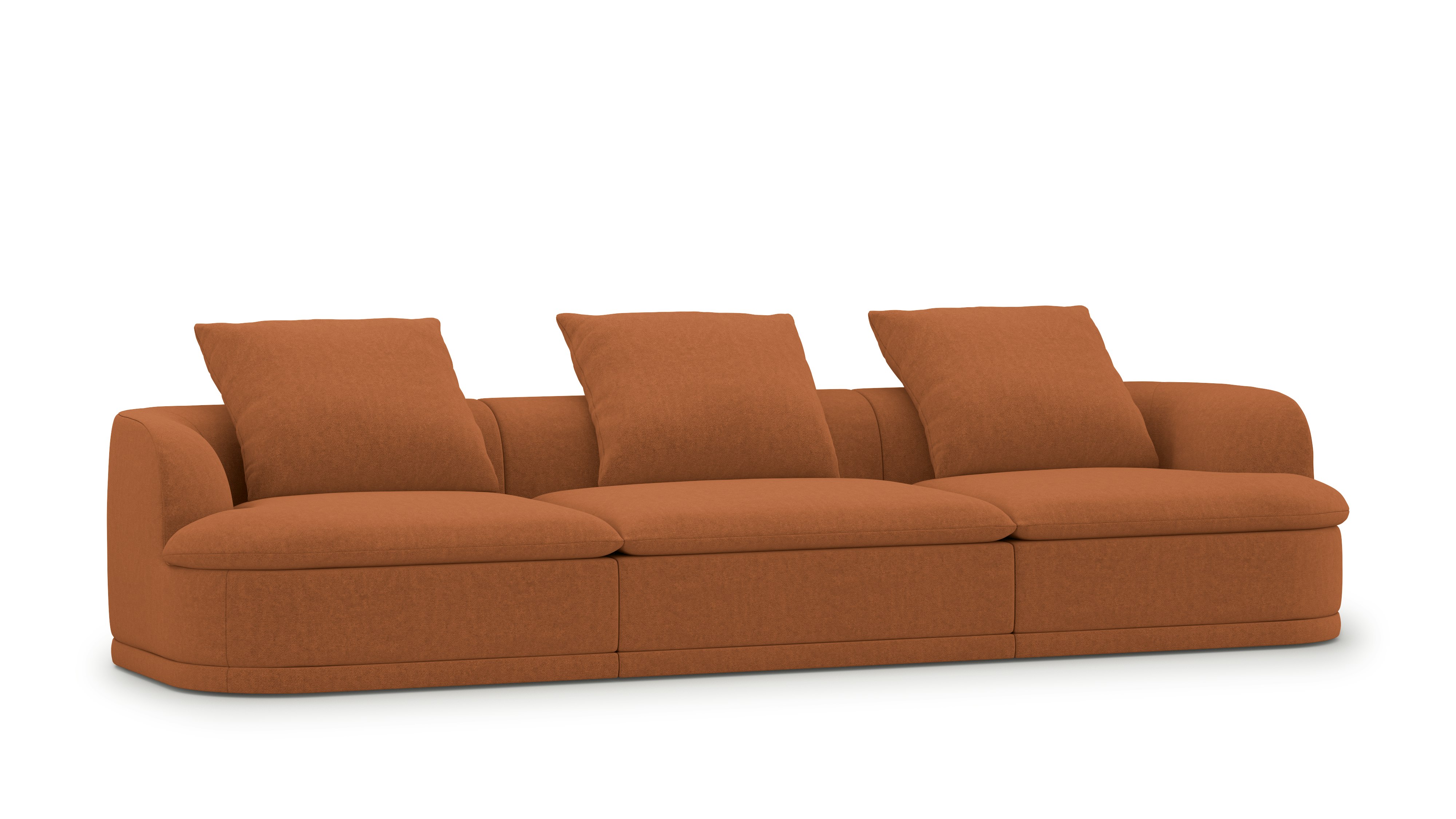 A Atlason Composed Modular Sofa in Clay viewed from an angle.