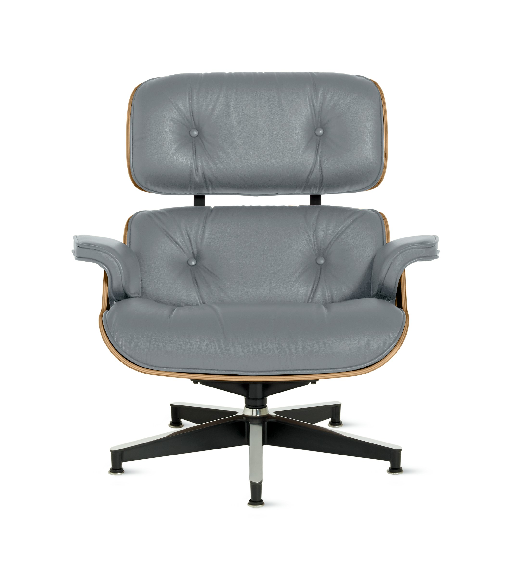 Eames Lounge Chair,  Front View - White Oak - All Grain,  Mercury