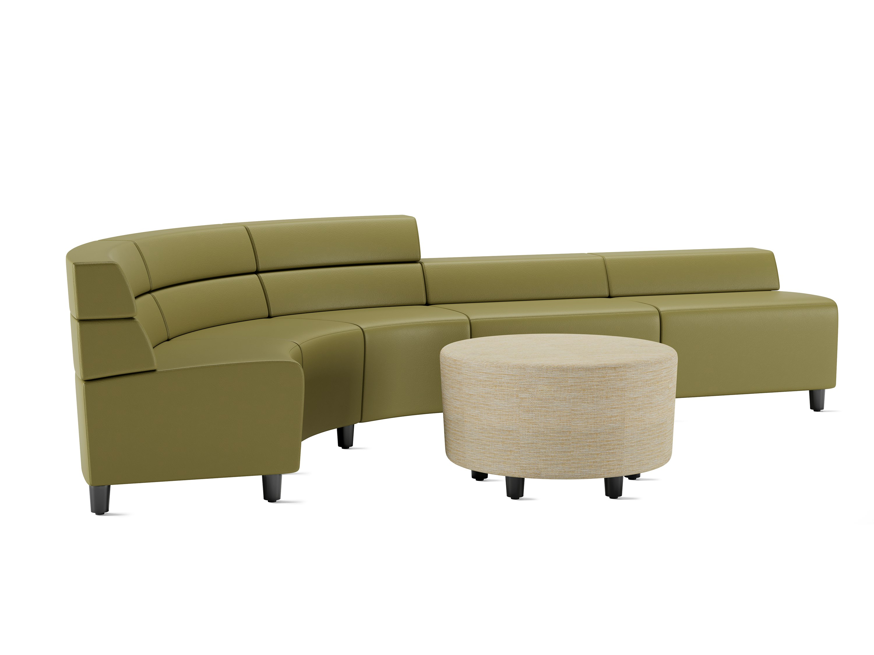 Steps Lounge System, serpentine, olive green, beige circular bench