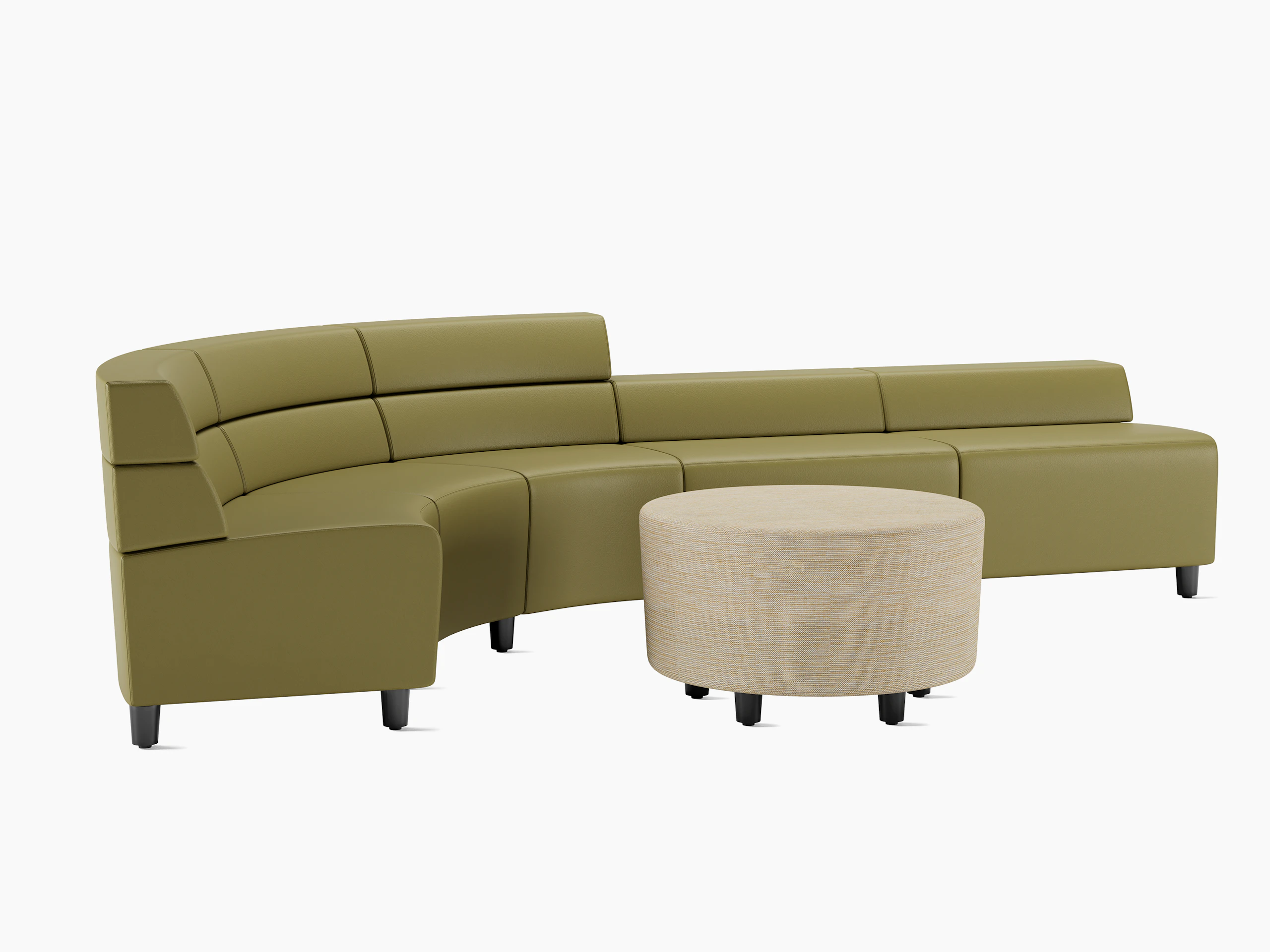 Steps Lounge System, serpentine, olive green, beige circular bench