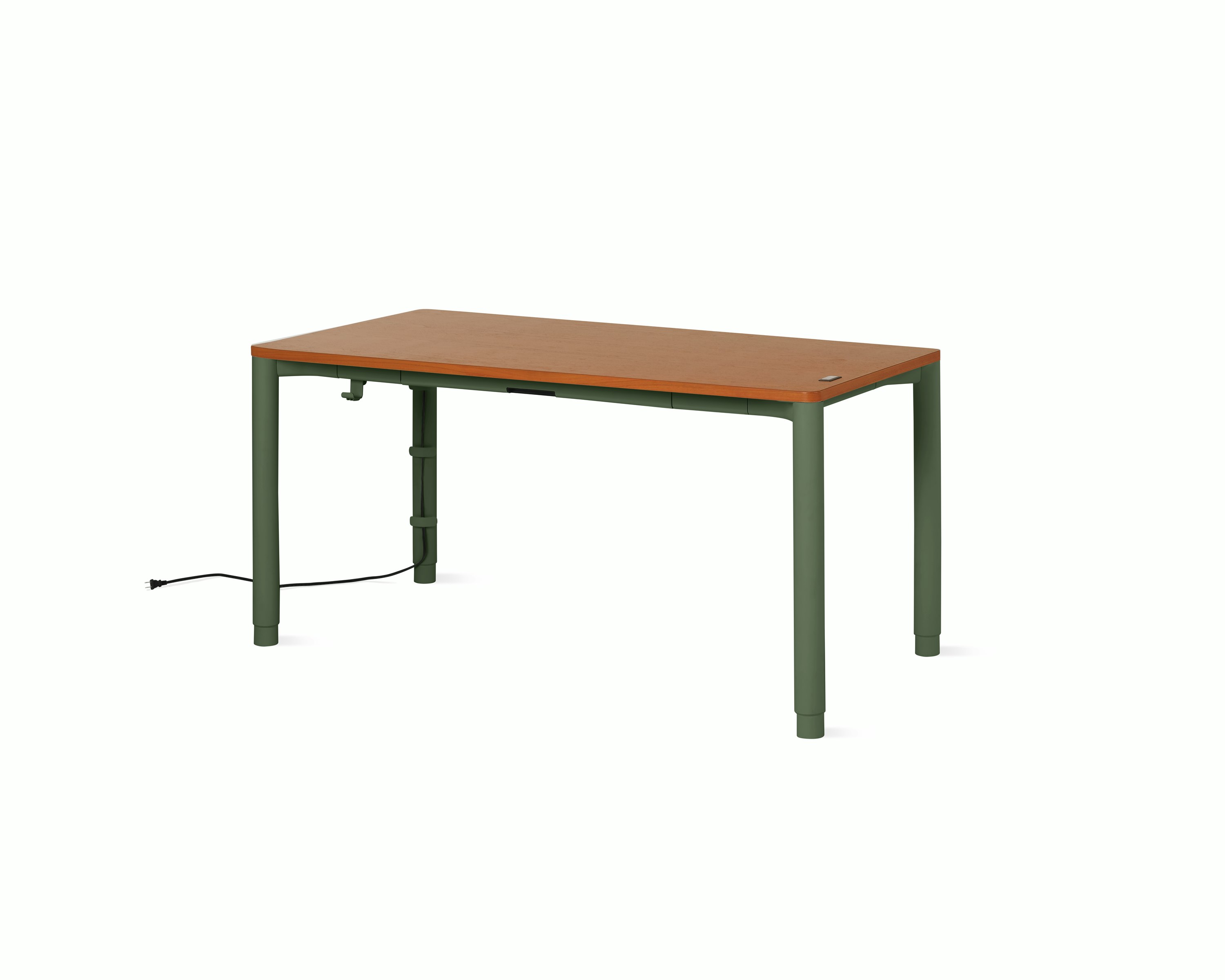 Spout S2S Table - 30" x 60"",  Veneer Walnut,  Olive,  With Cable Tray,  With Storage Drawer,  Standard Height"