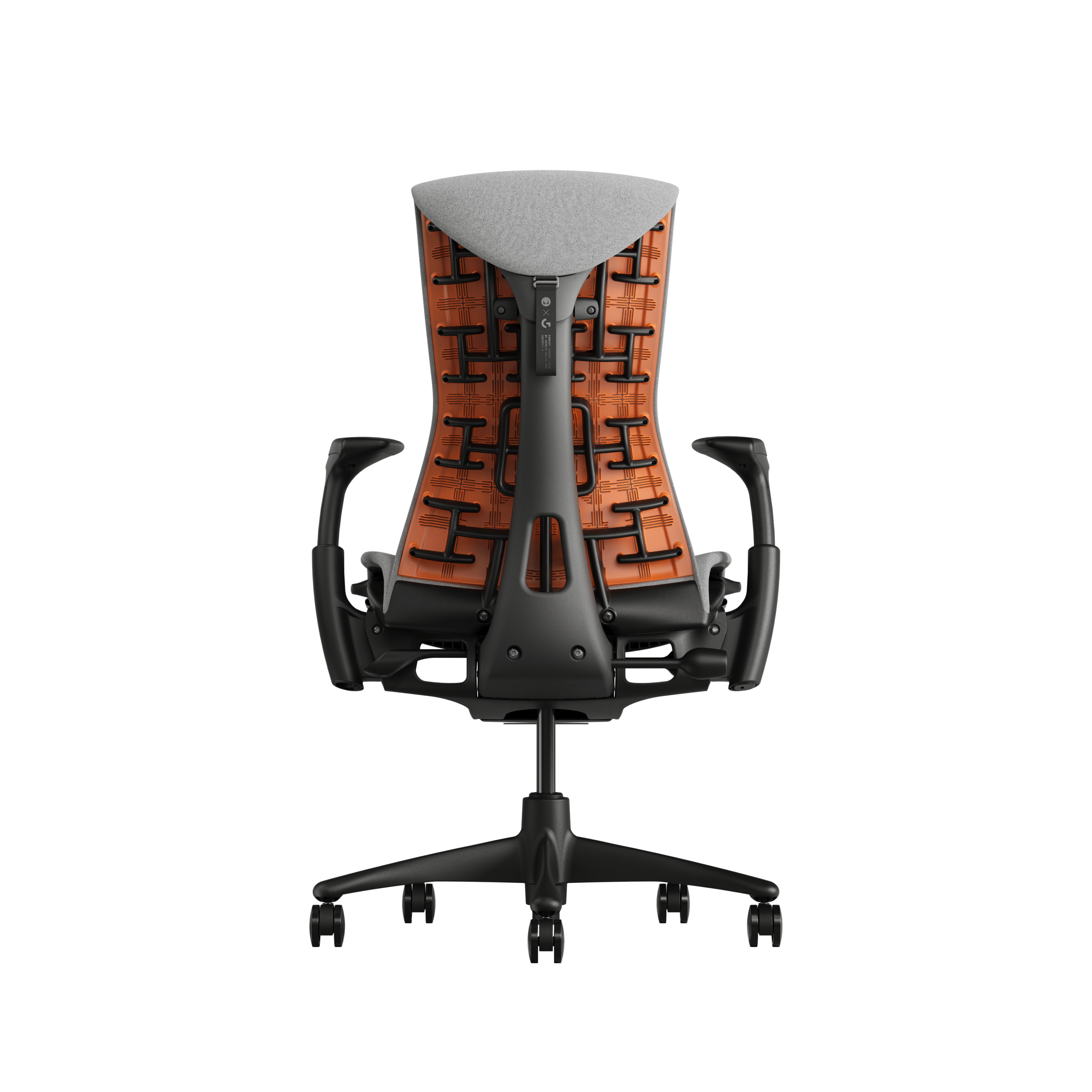 Embody Gaming Chair in Graphite, Dark Mineral and Ignite viewed from the back