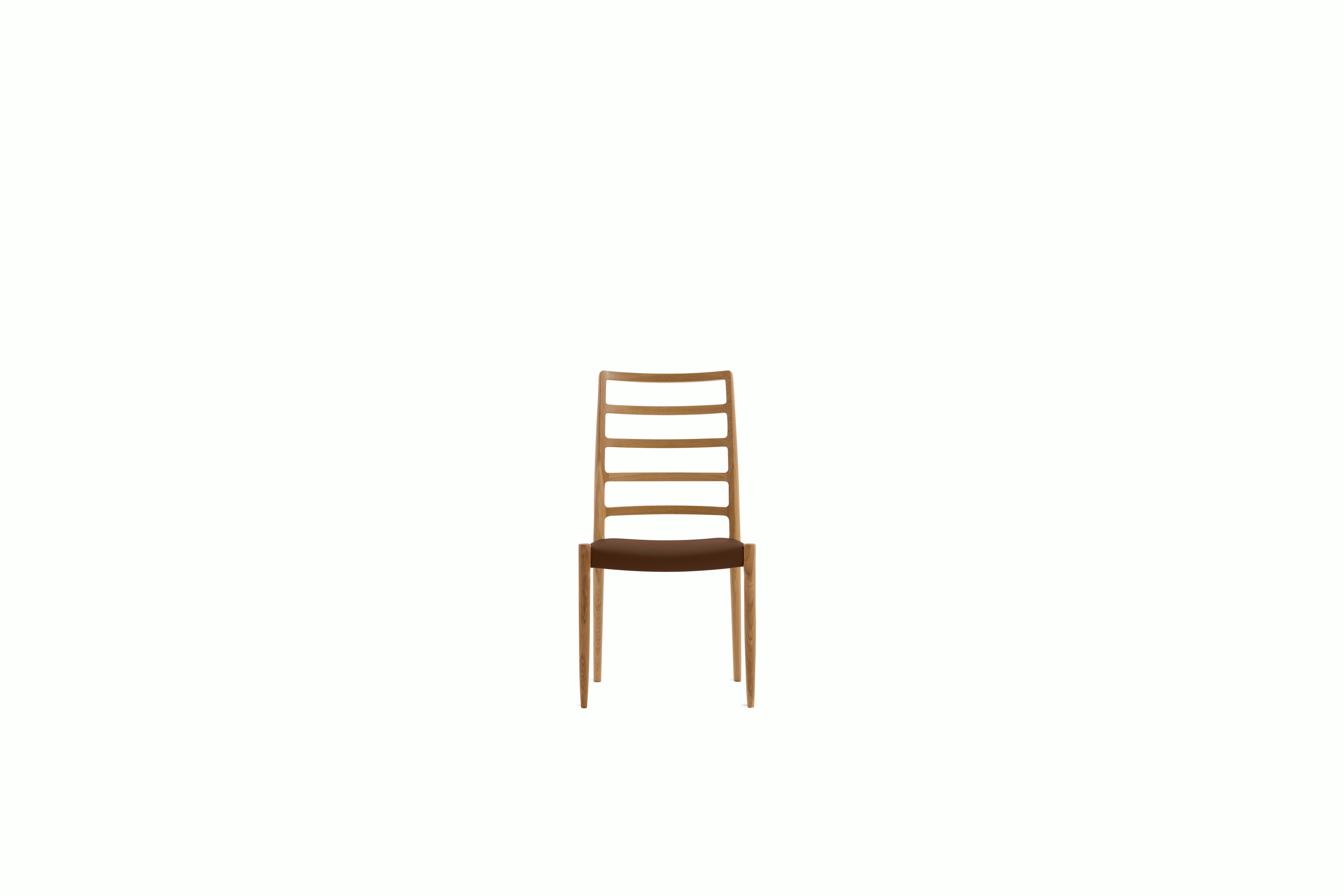 Moller 82 Side Chair - oak,  tobacco leather