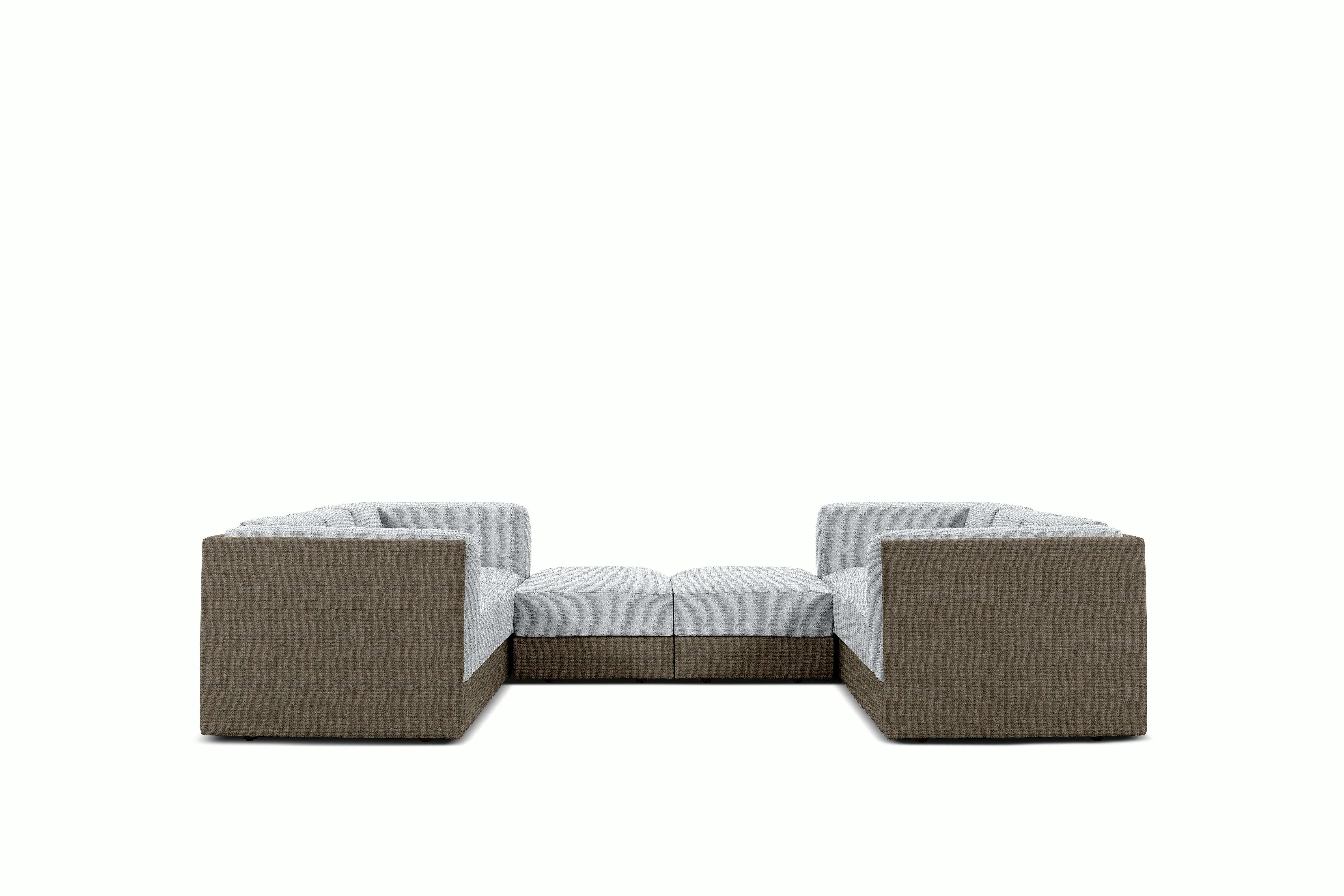 Symme U-Sectional - Fabric Frame,  Pebble Weave,  Bark,  Pebble Weave,  Fog