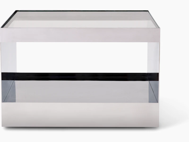 D Urso Occasional Tables - small, stainless steel, clear glass