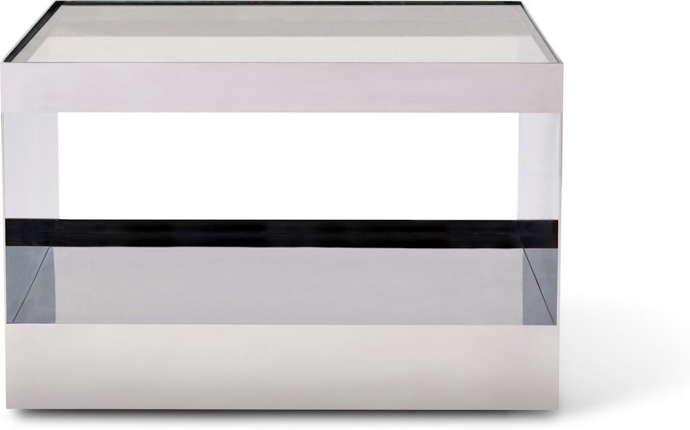 D Urso Occasional Tables - small,  stainless steel,  clear glass
