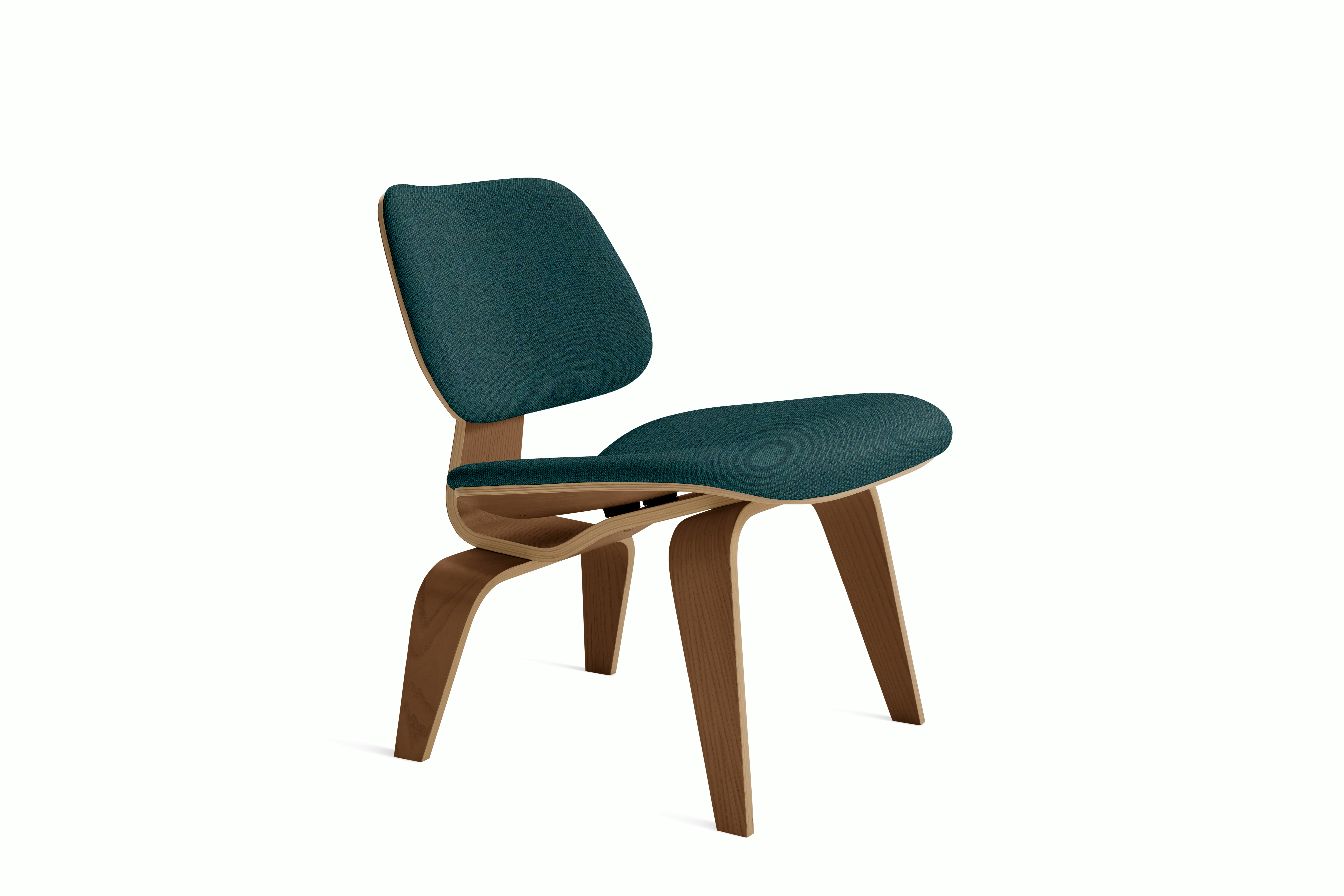 Eames Molded Plywood Lounge Chair Wood Base (LCW), Upholstered