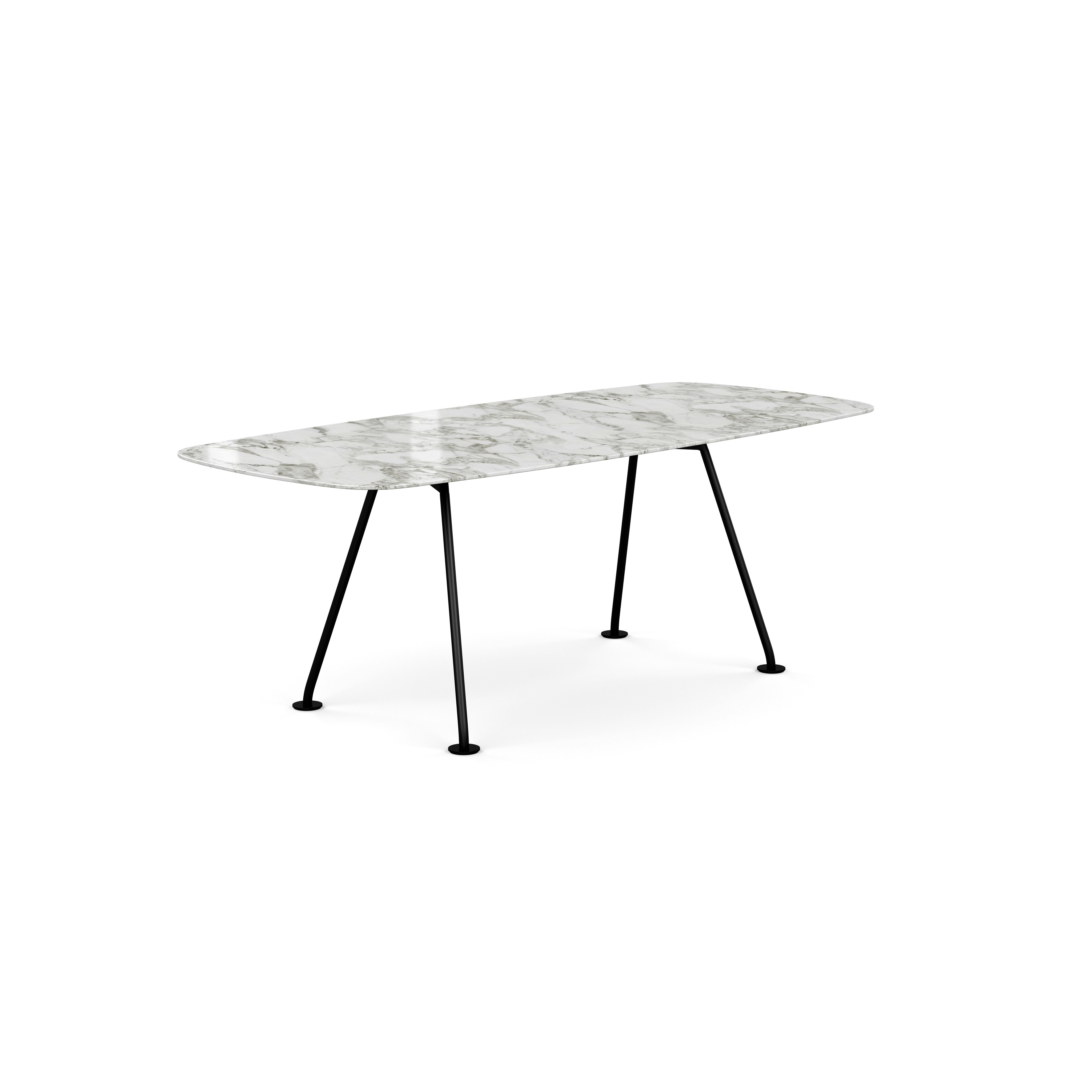 Grasshopper Dining Table - Rectangular,  79",  Polished Arabescato Marble,  Black"