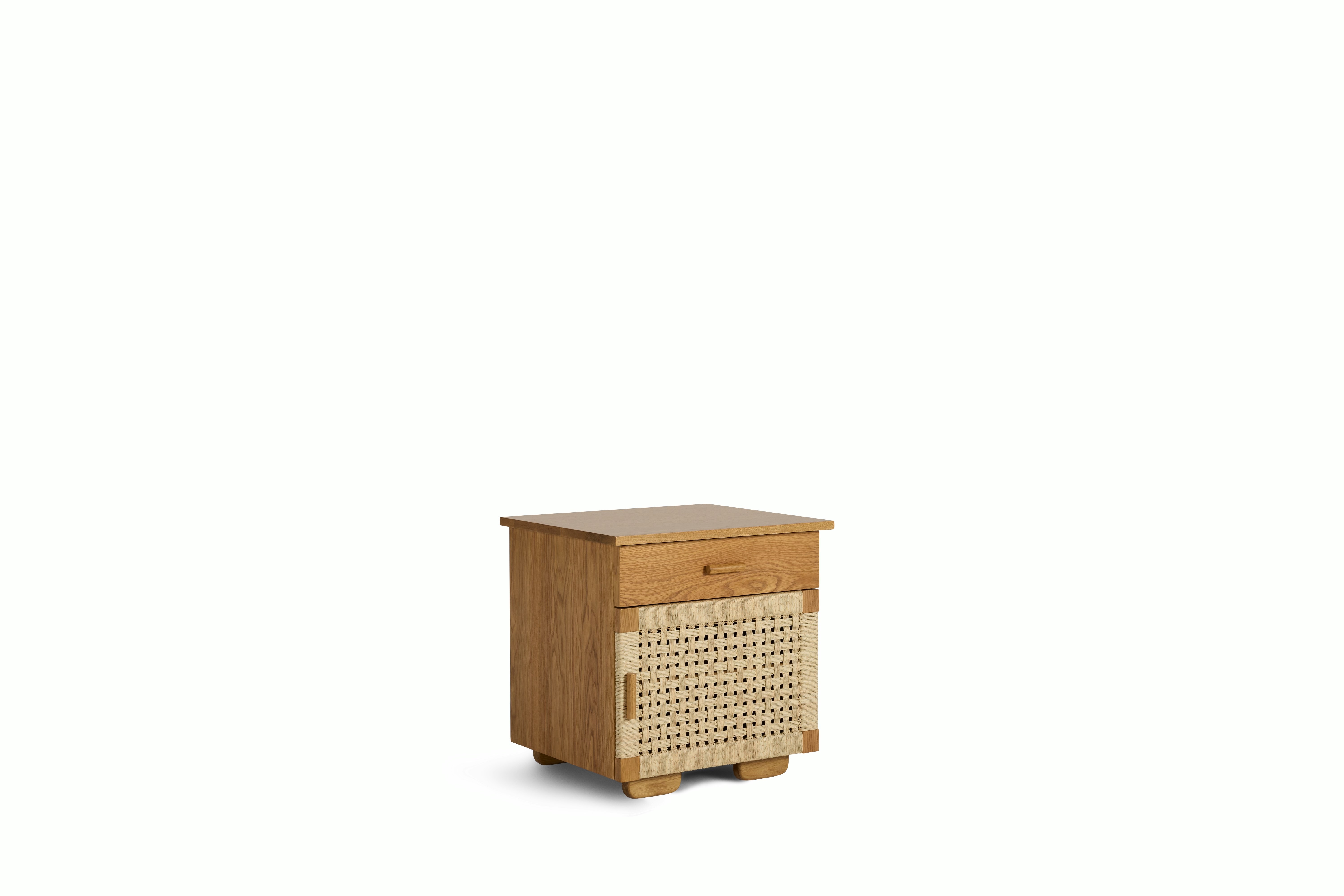 Woven Nightstand - 1 drawer,  door opens left,  oak