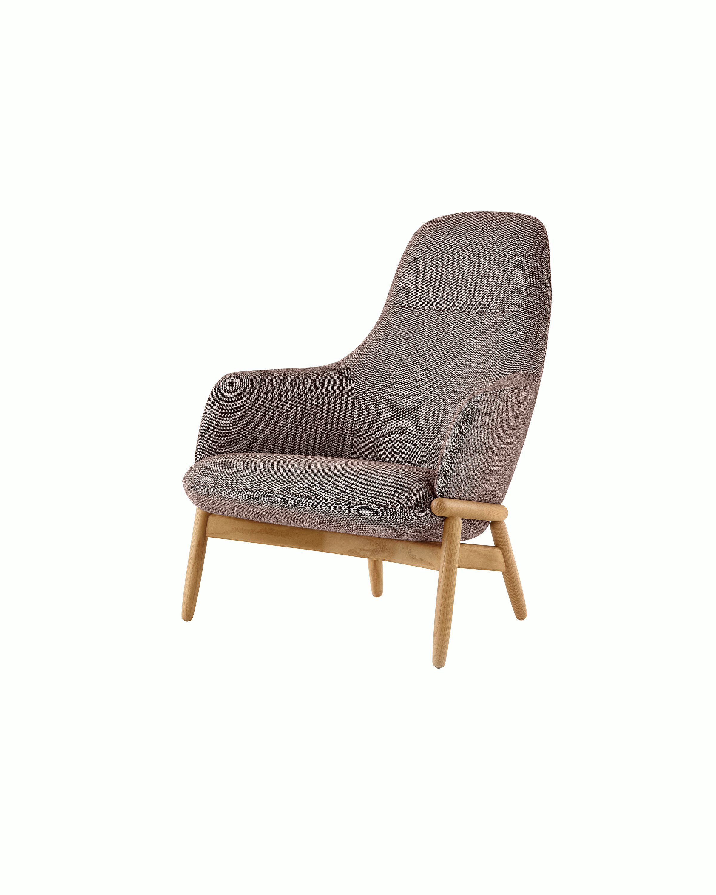 A high-back Reframe Lounge Chair in Resca Bordeaux, viewed from a three-quarter perspective.