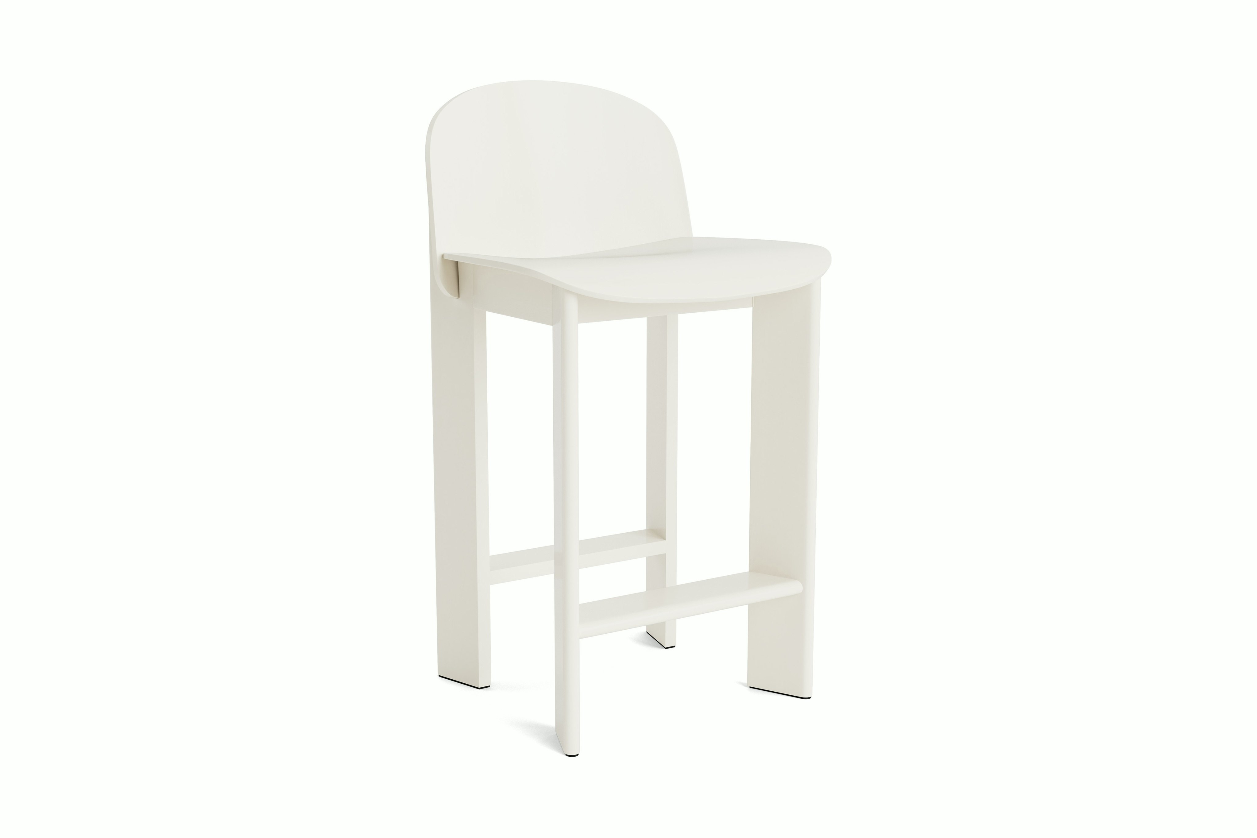 Chisel counter stool in cream white beech, angled view