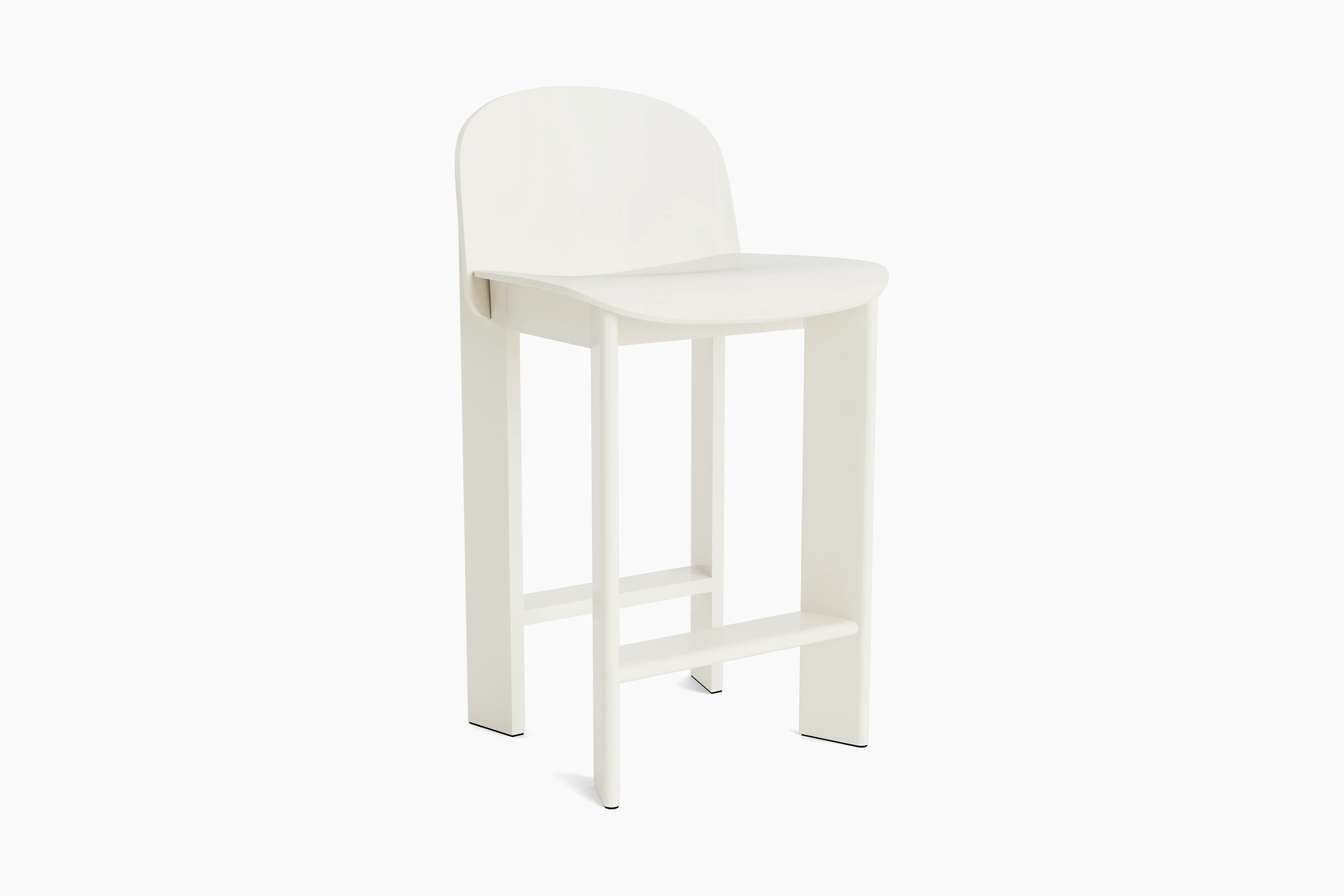 Chisel counter stool in cream white beech, angled view