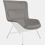 Striad Lounge Chair in High Back,  Wire Base Trivalent Chrome,  Prone Leather,  Script with White Shell