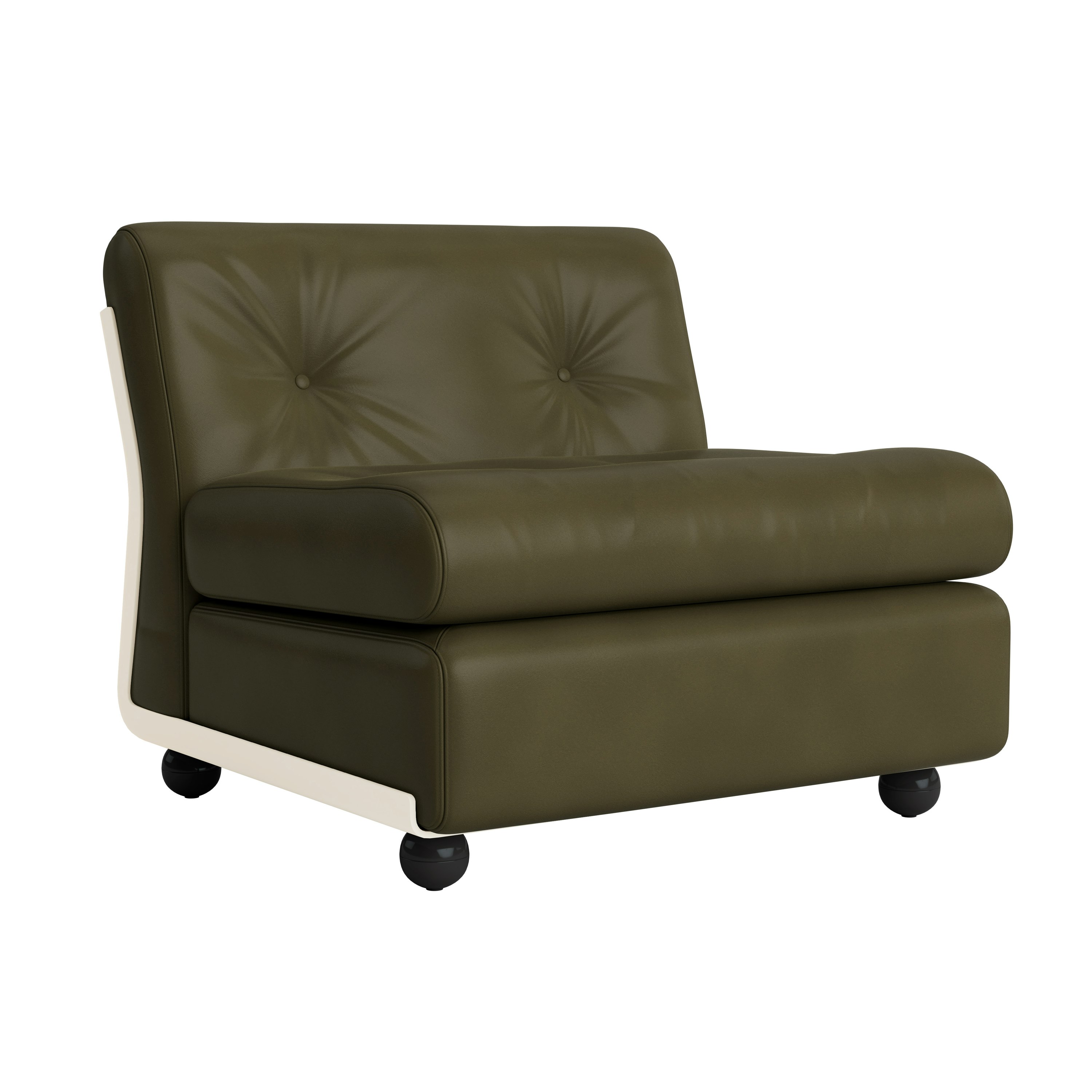 Amanta Chair - Sense Leather, Forest Green, Cream Beige