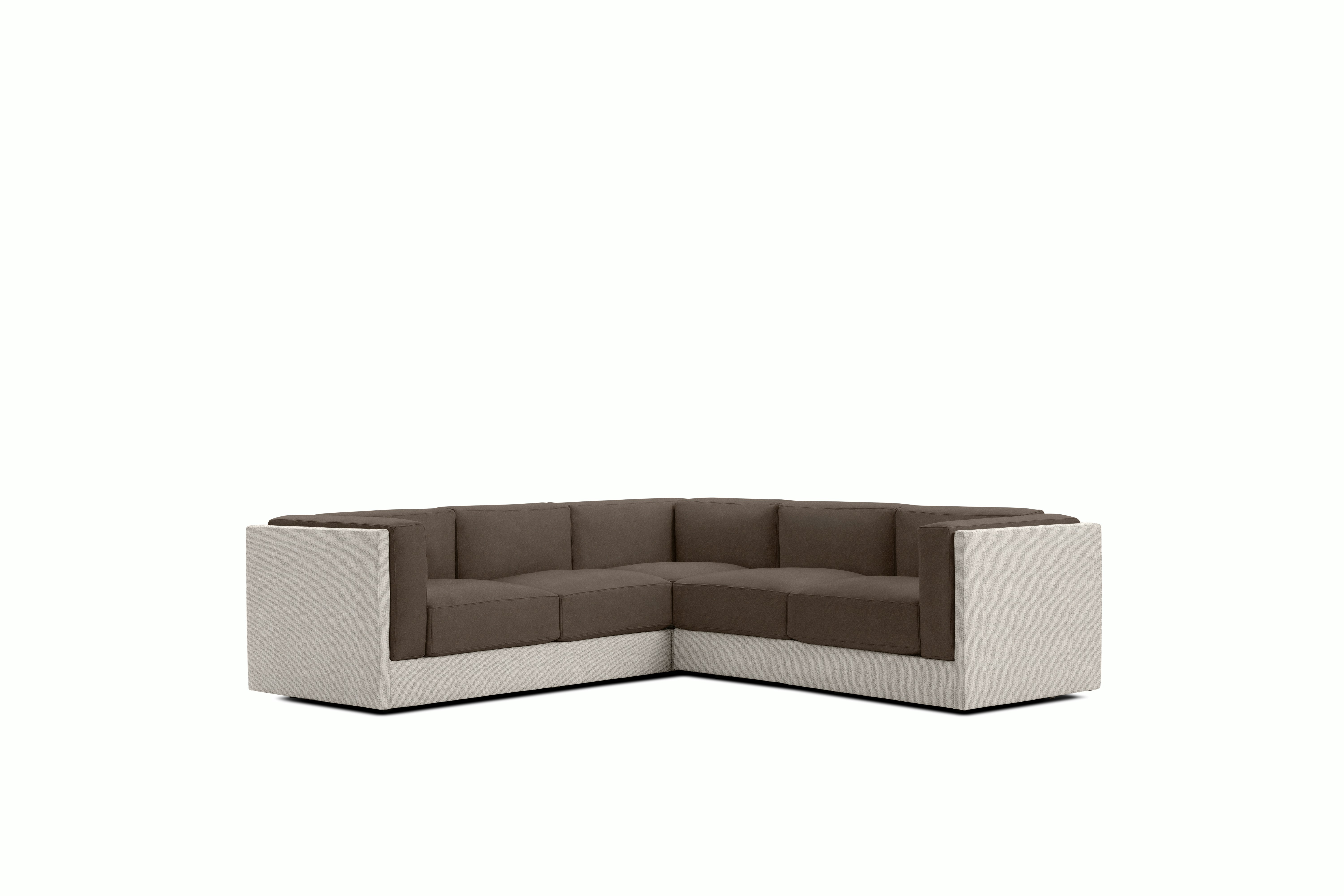 Symme Corner Sectional - Fabric Frame,  Pebble Weave,  Buff,  Pecora,  Chocolate