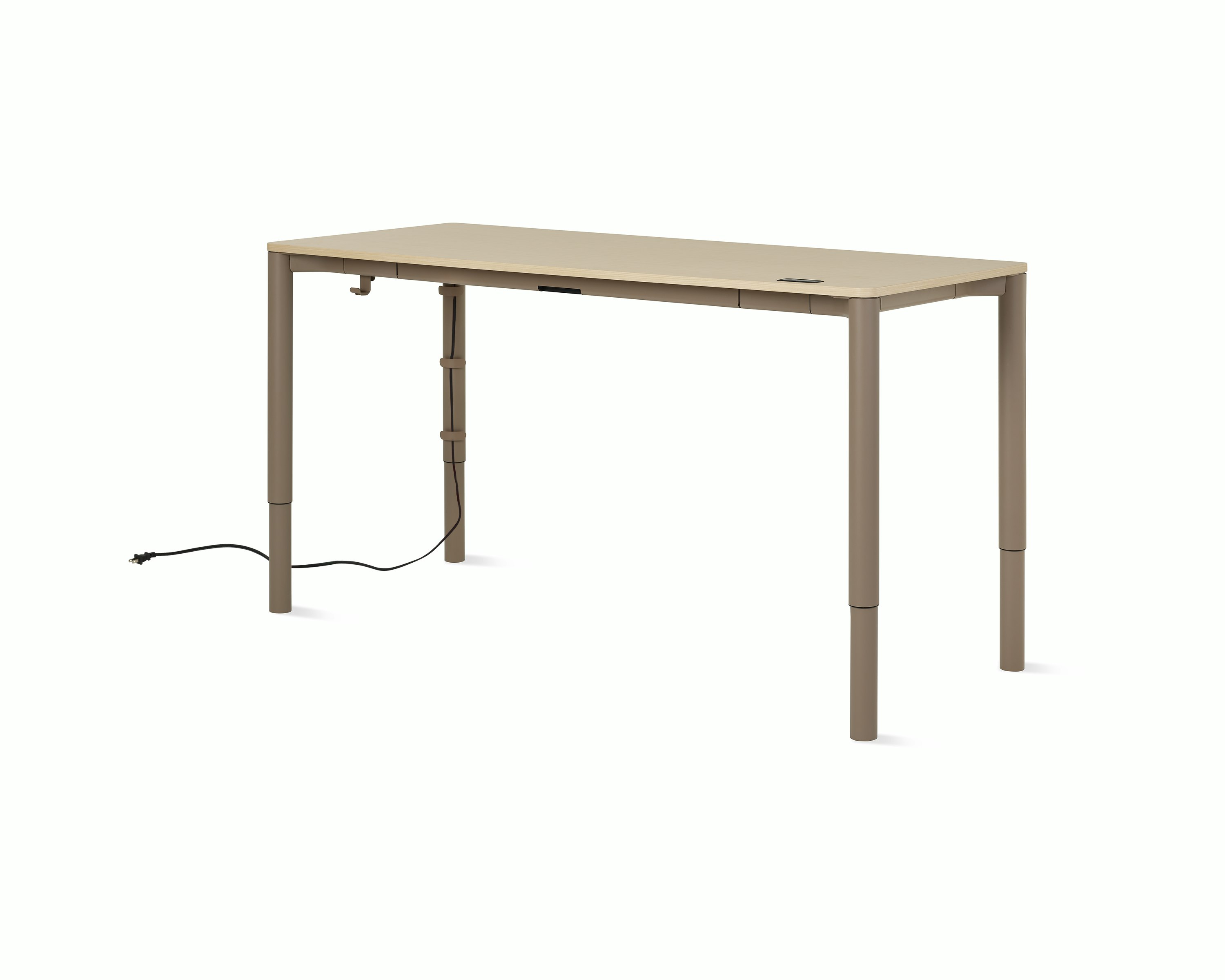 Spout S2S Table - 36" x 72"",  Veneer Clear on Ash,  Cocoa,  Without Cable Tray,  With Storage Drawer,  Standard Height"
