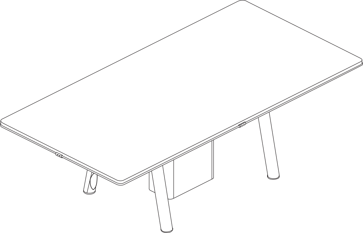 A line drawing - Ascent Conference Table | Rectangular | Round Splayed-Leg Base