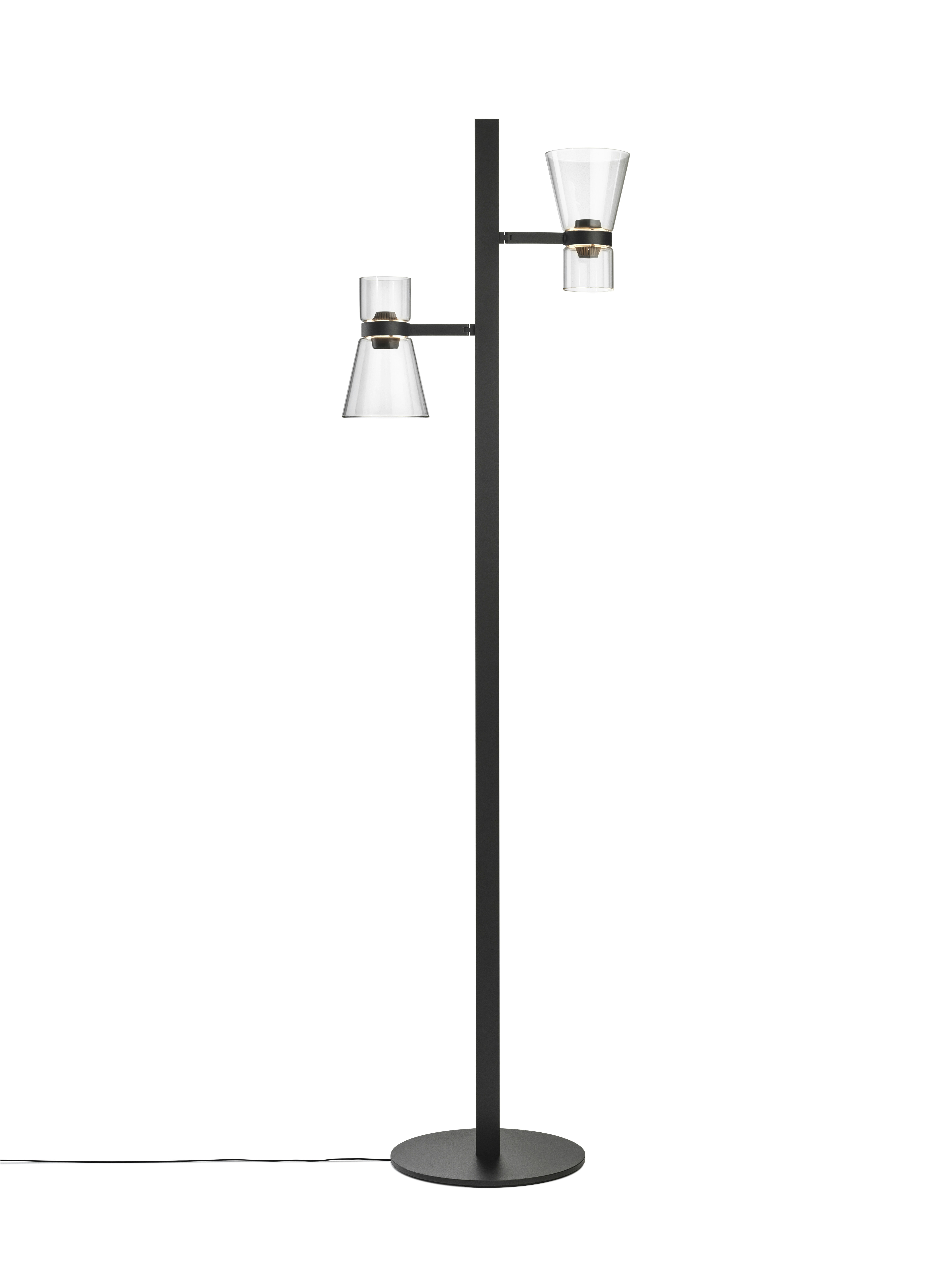 A Nocturne Floor Lamp in F2 Cone, Black viewed from behind.