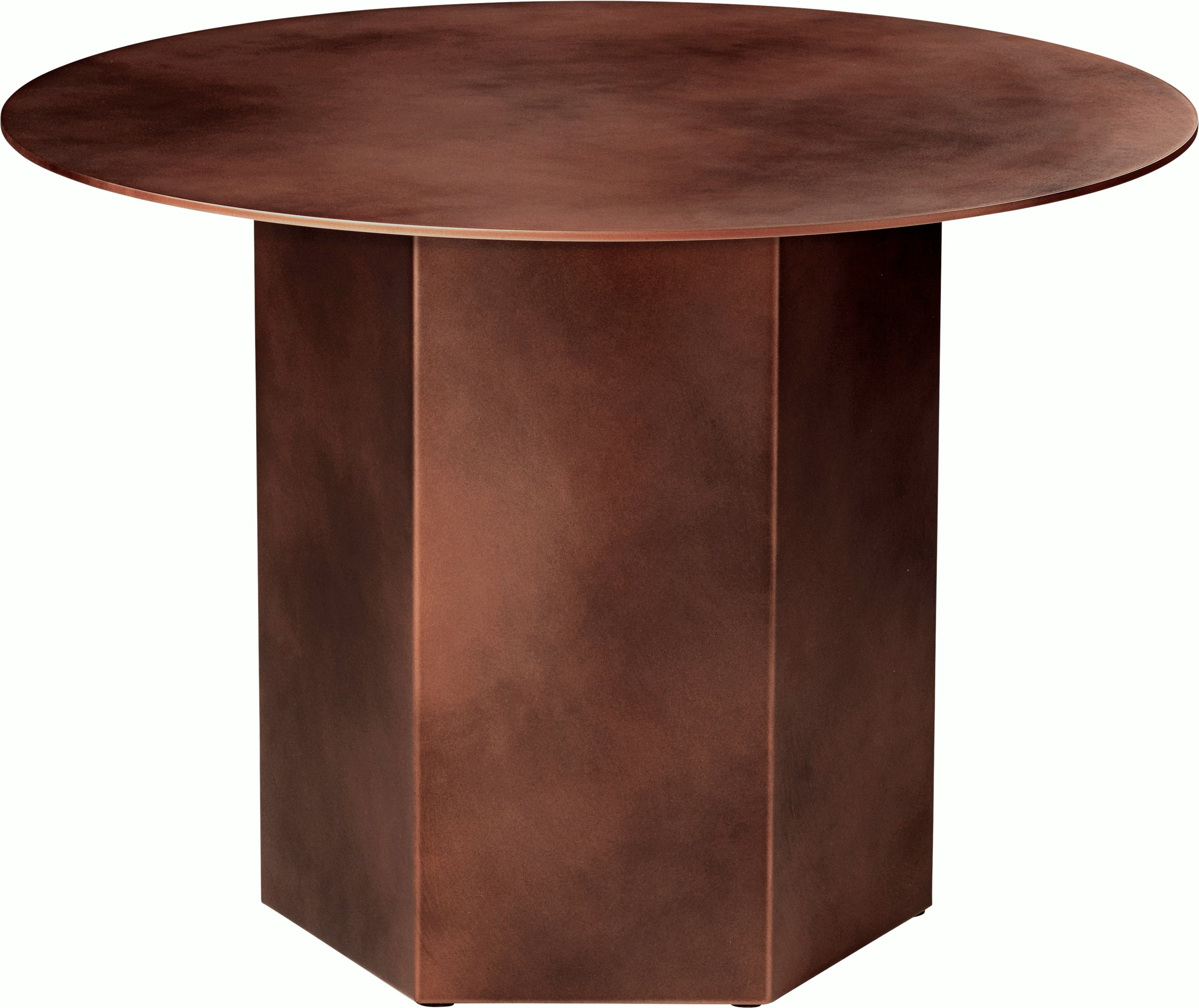 A Epic Coffee Table in Steel, Earthy Red viewed from the front.
