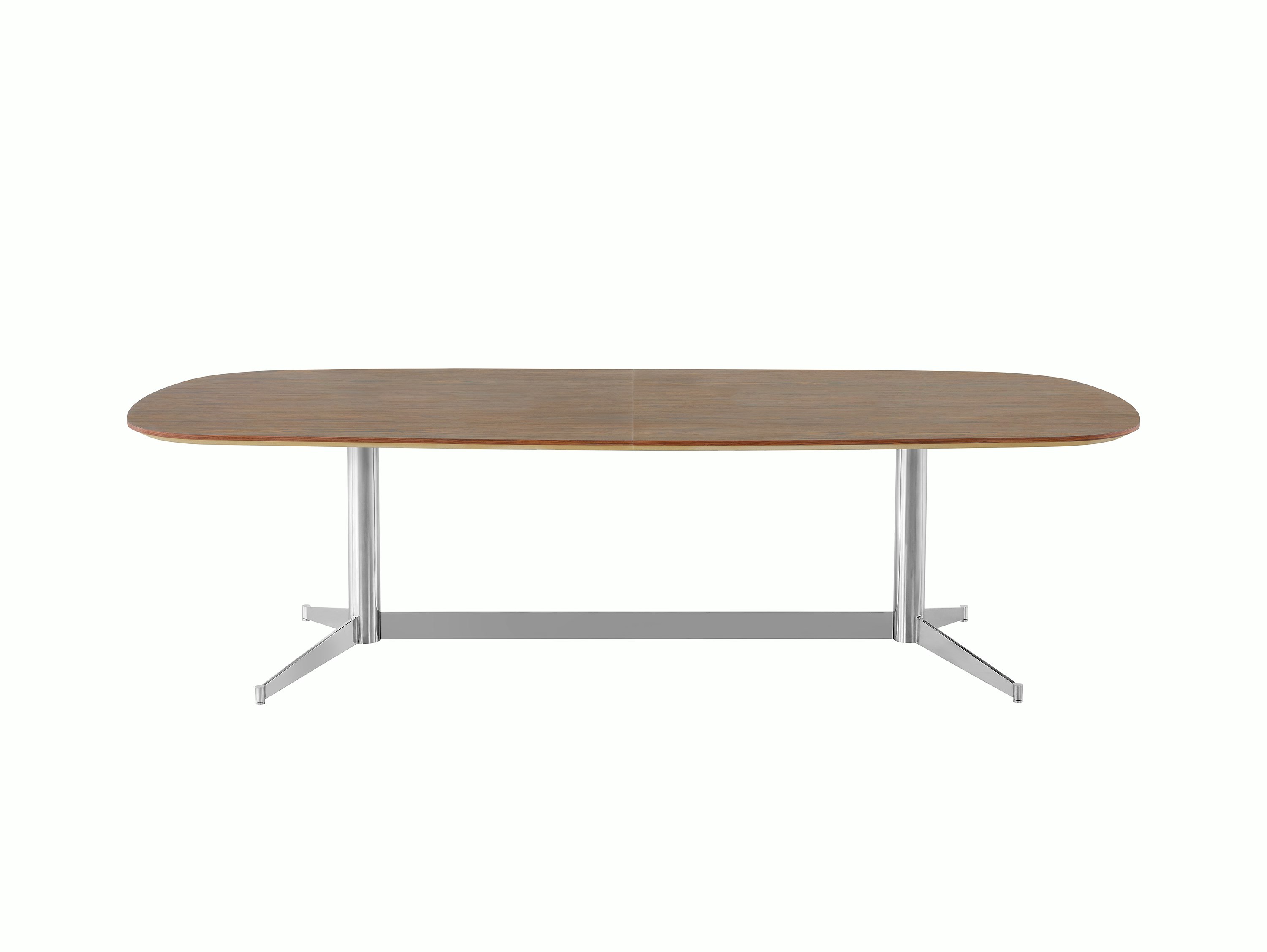 An oblong MP Conference Table with a medium-tone recograin rosewood finish, viewed from the front.