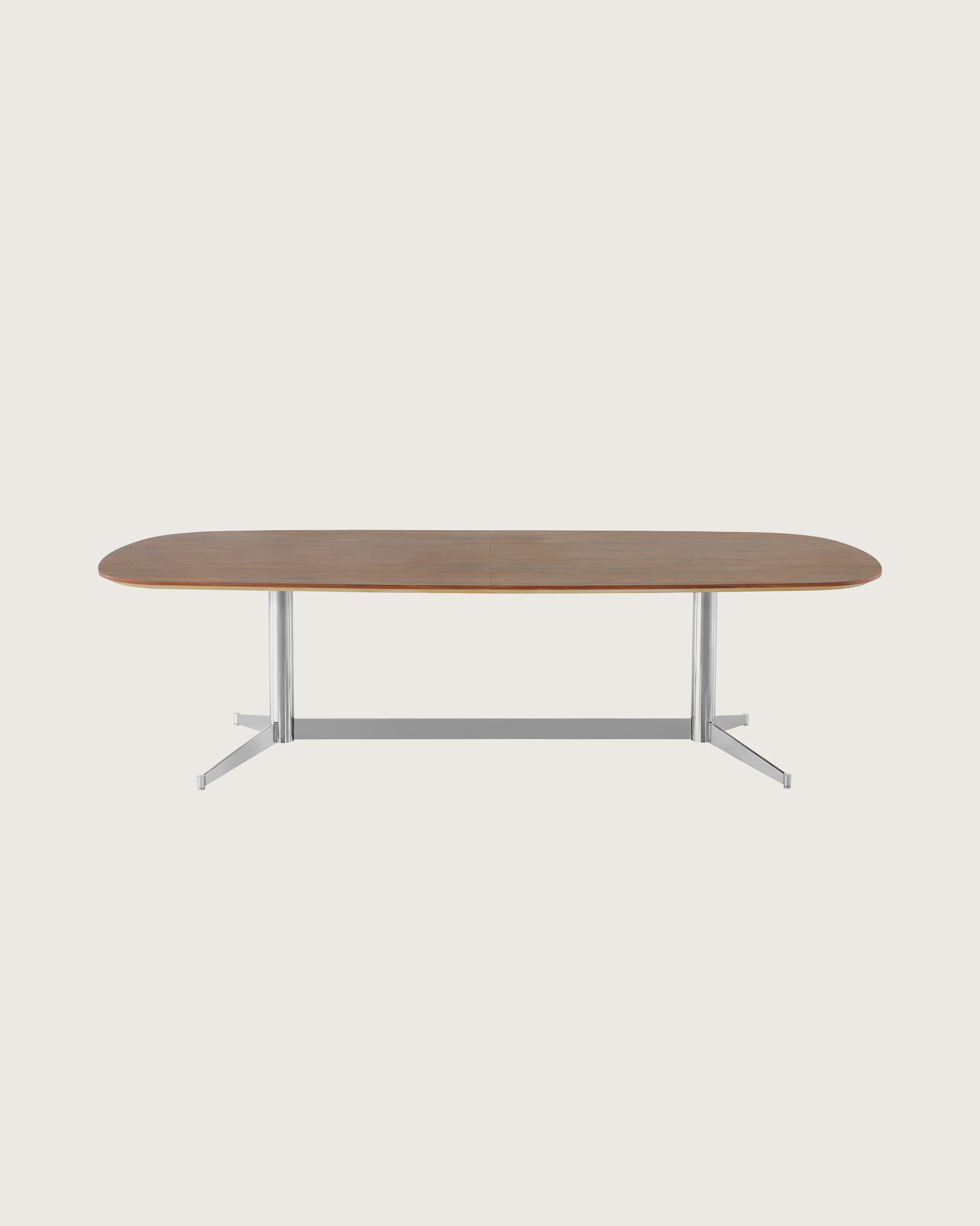 An oblong MP Conference Table with a medium-tone recograin rosewood finish, viewed from the front.