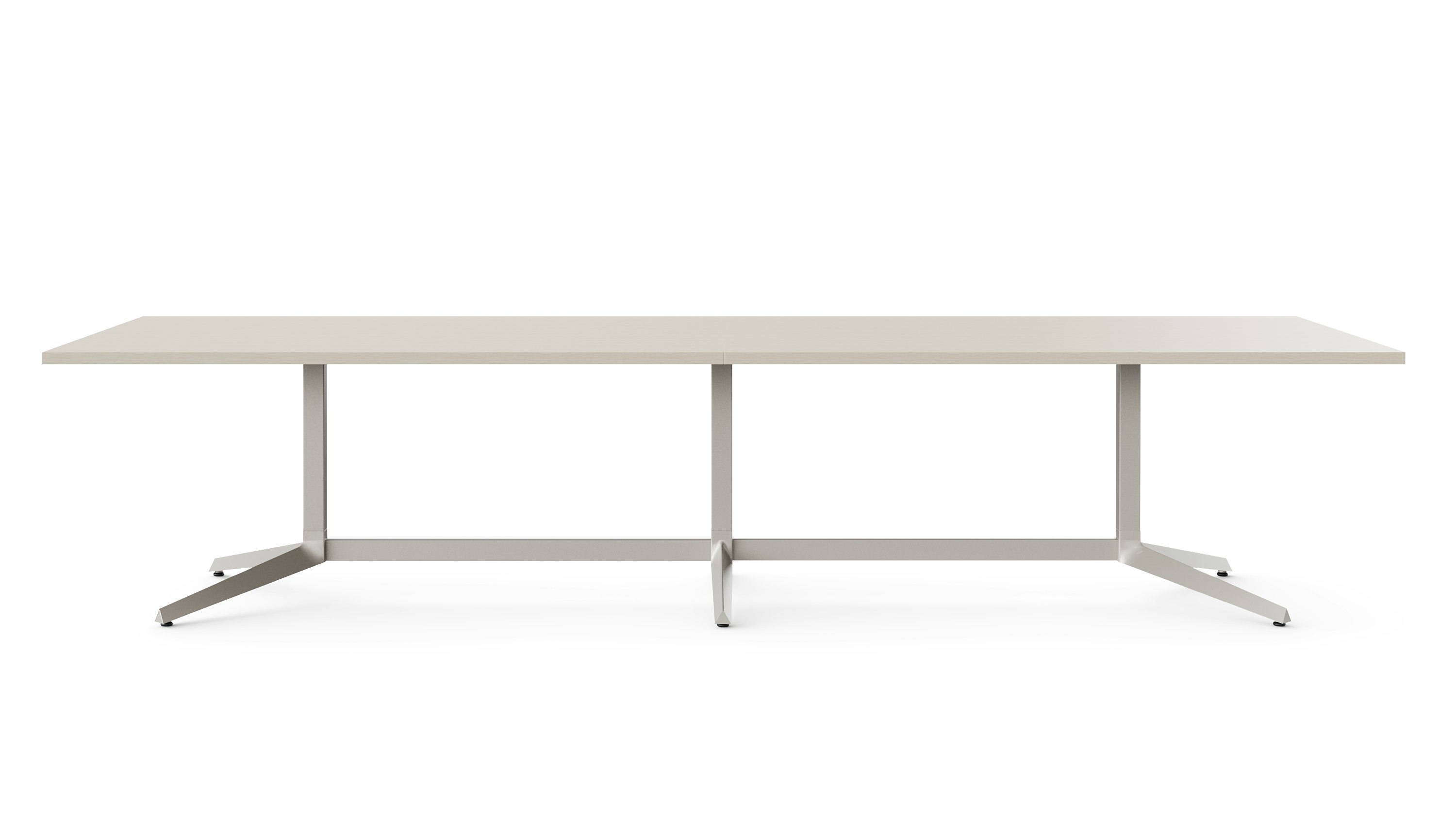 Front view white sweep rendering of a light colored table.