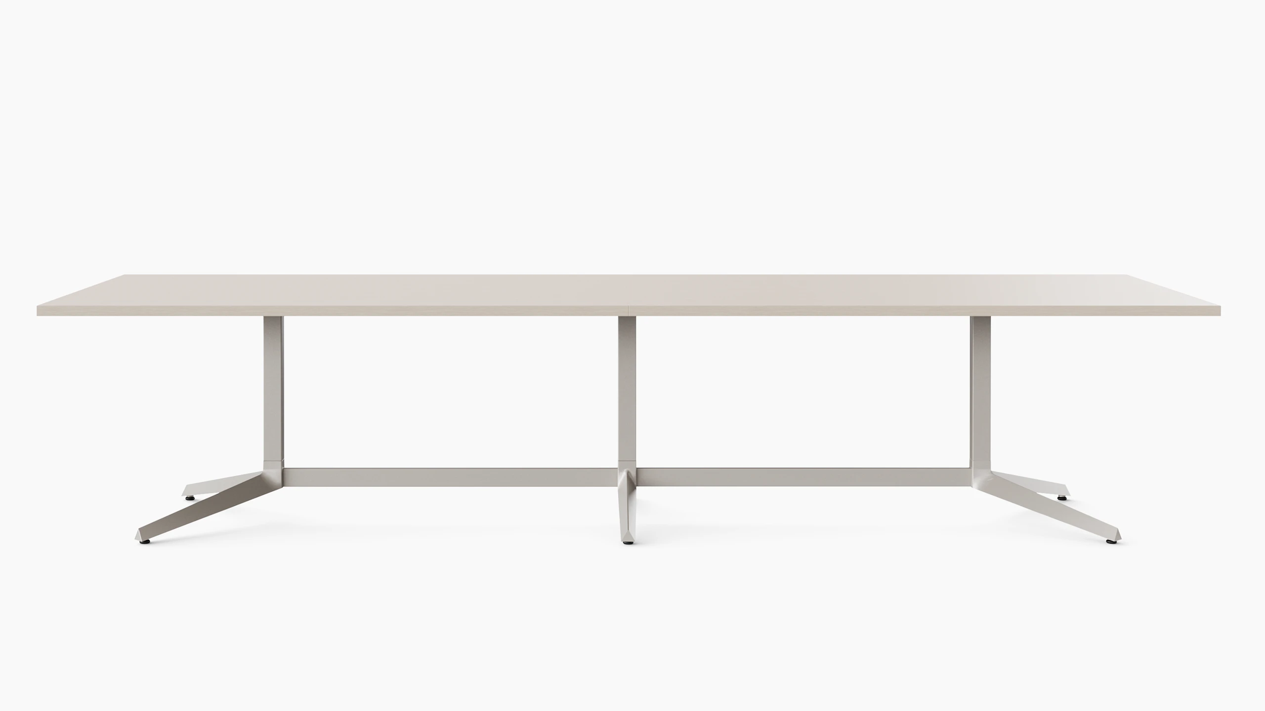 Front view white sweep rendering of a light colored table.