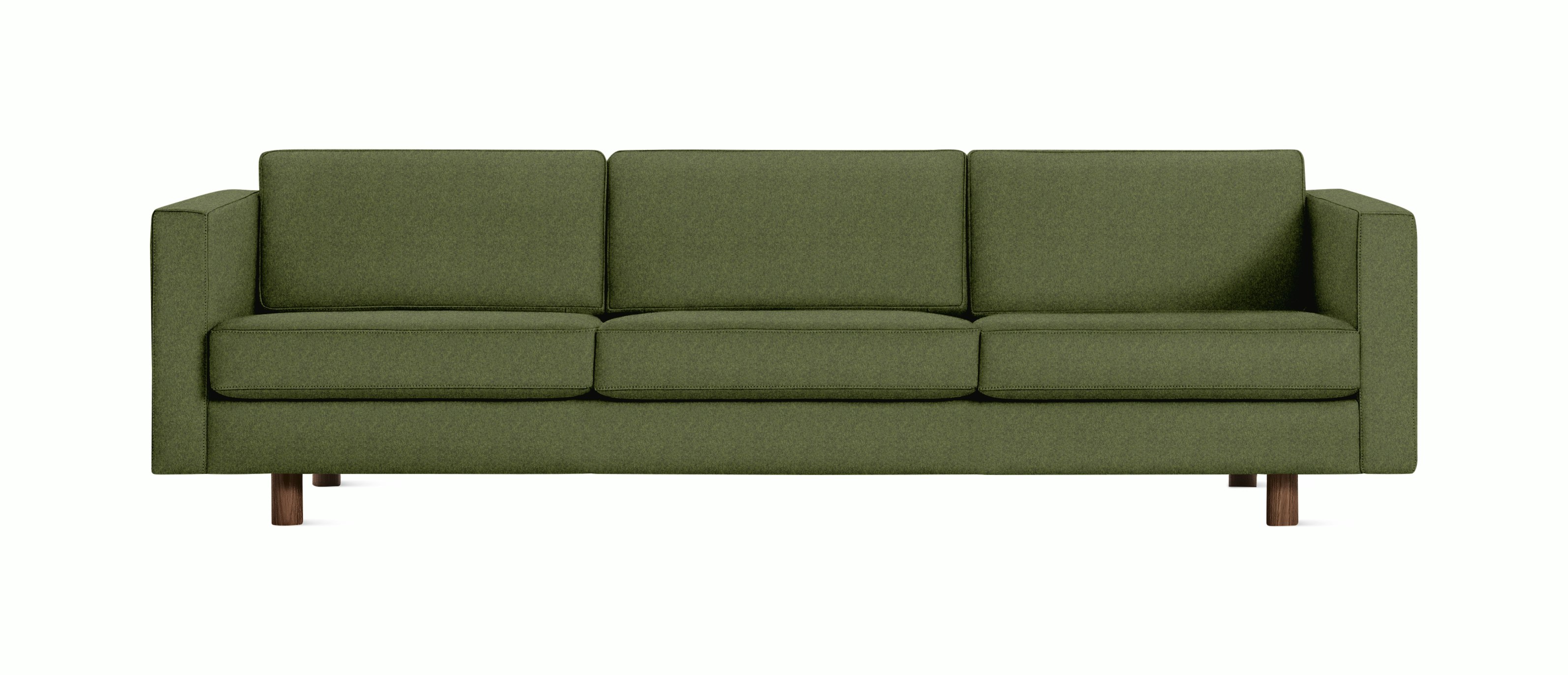 Lispenard Sofa three seater in heathered green  color with 4" legs.