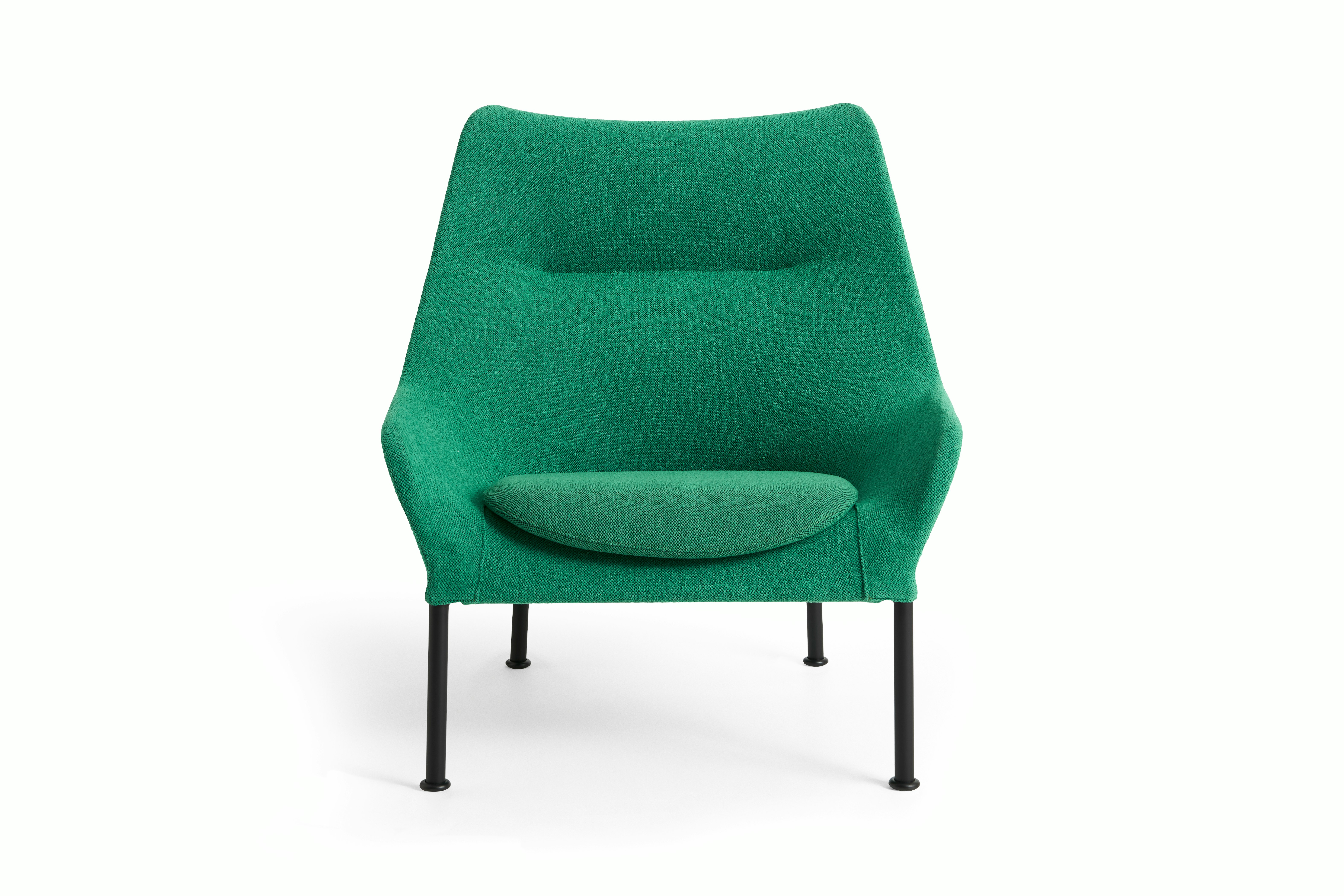 Green O2 Lounge Chair with black base, front-facing on white background.