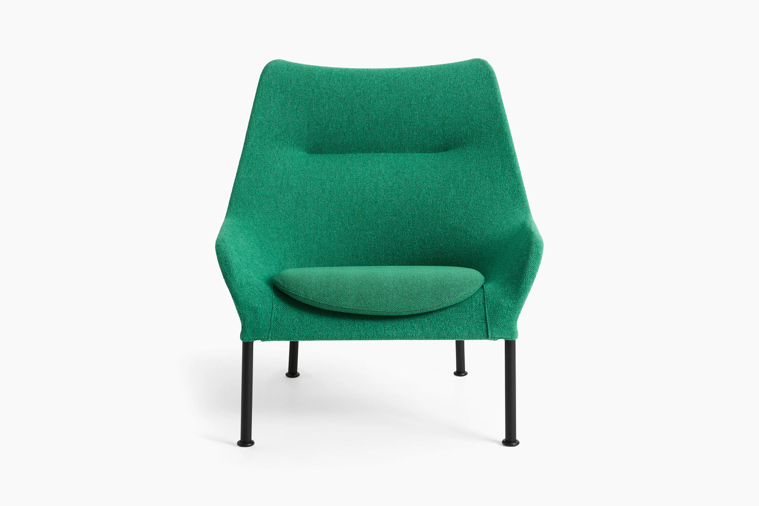Green O2 Lounge Chair with black base, front-facing on white background.
