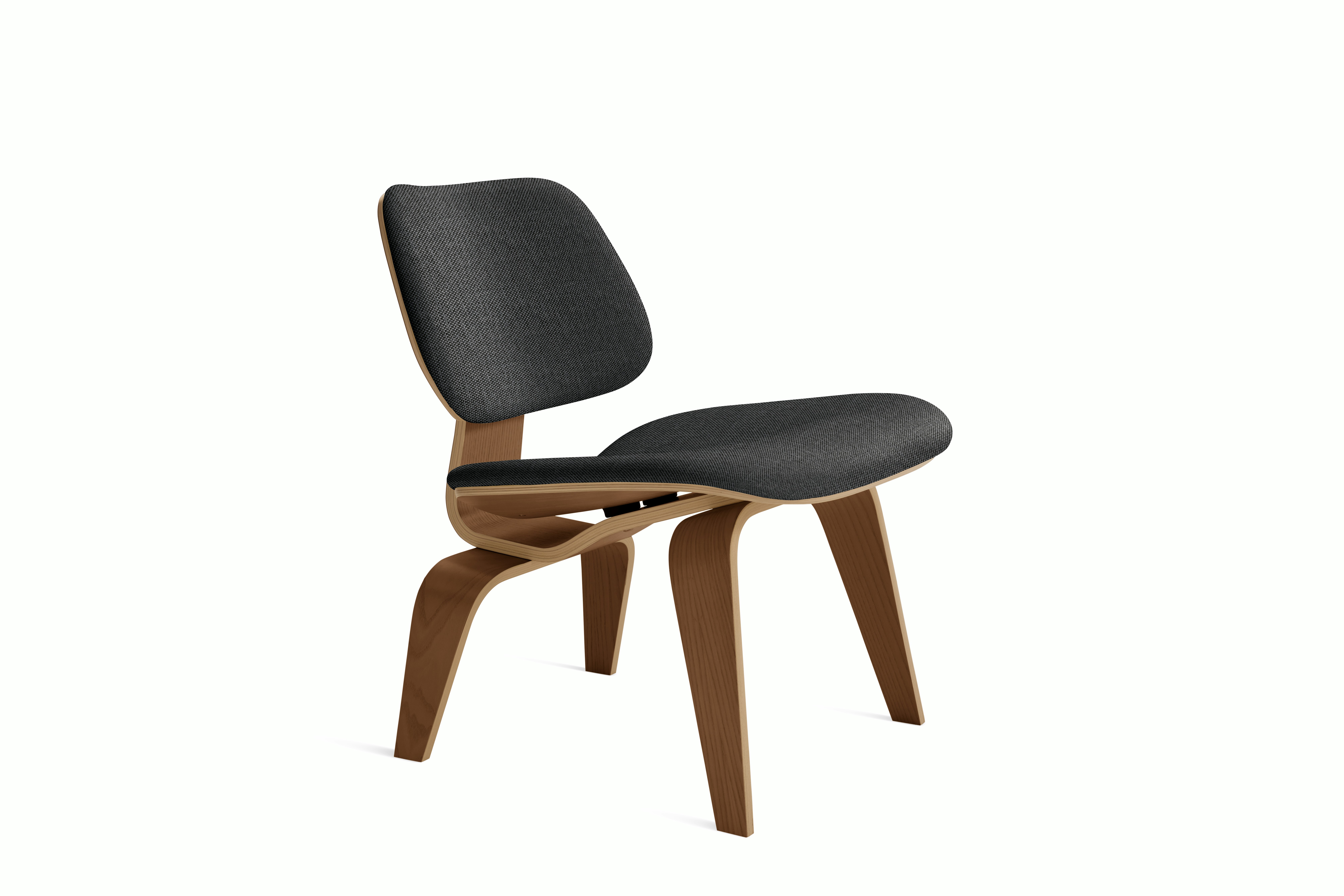 Eames Molded Plywood Lounge Chair Wood Base (LCW), Upholstered