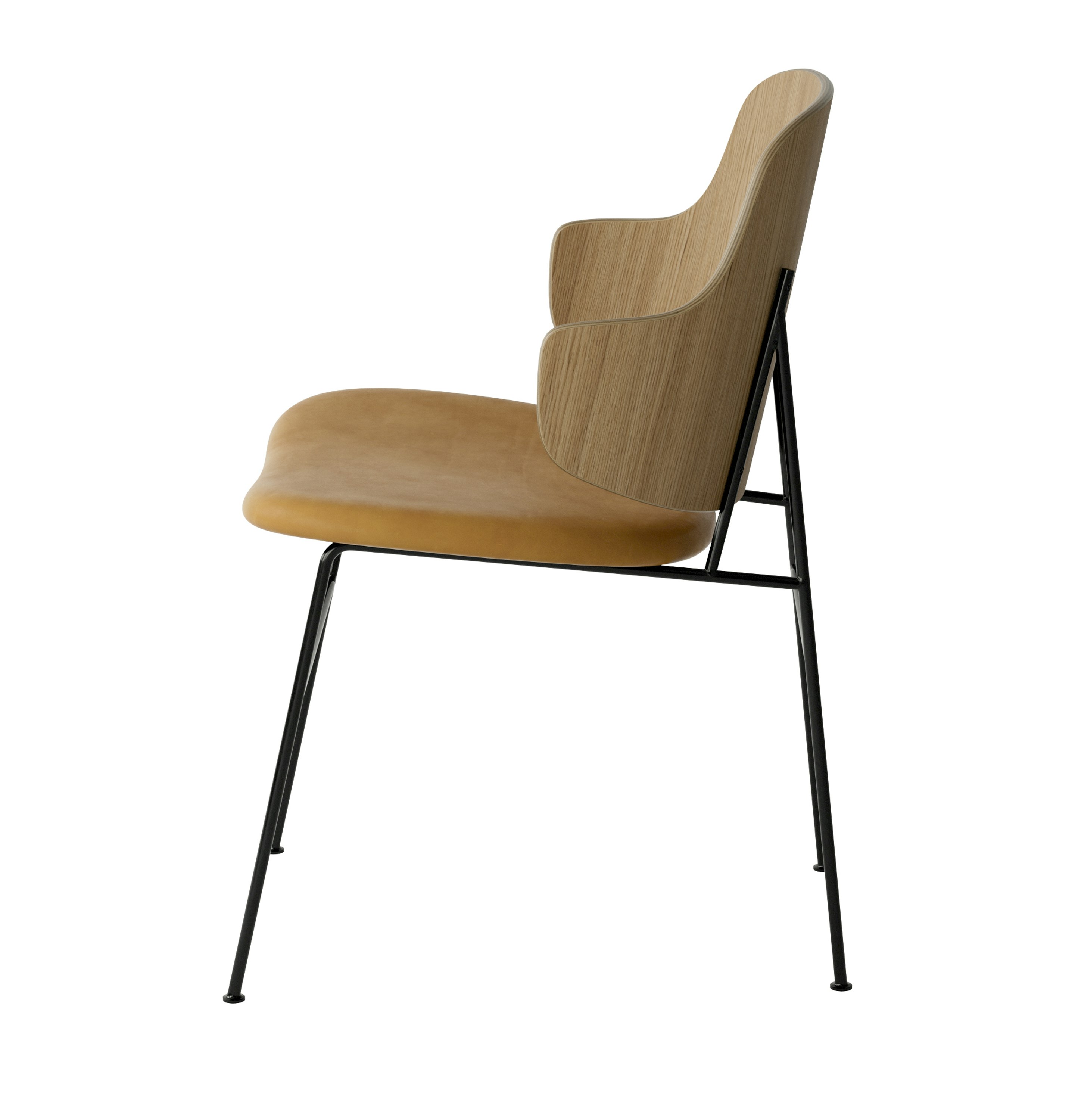 Penguin Dining Chair - Upholstered, Dakar Cognac, Oak