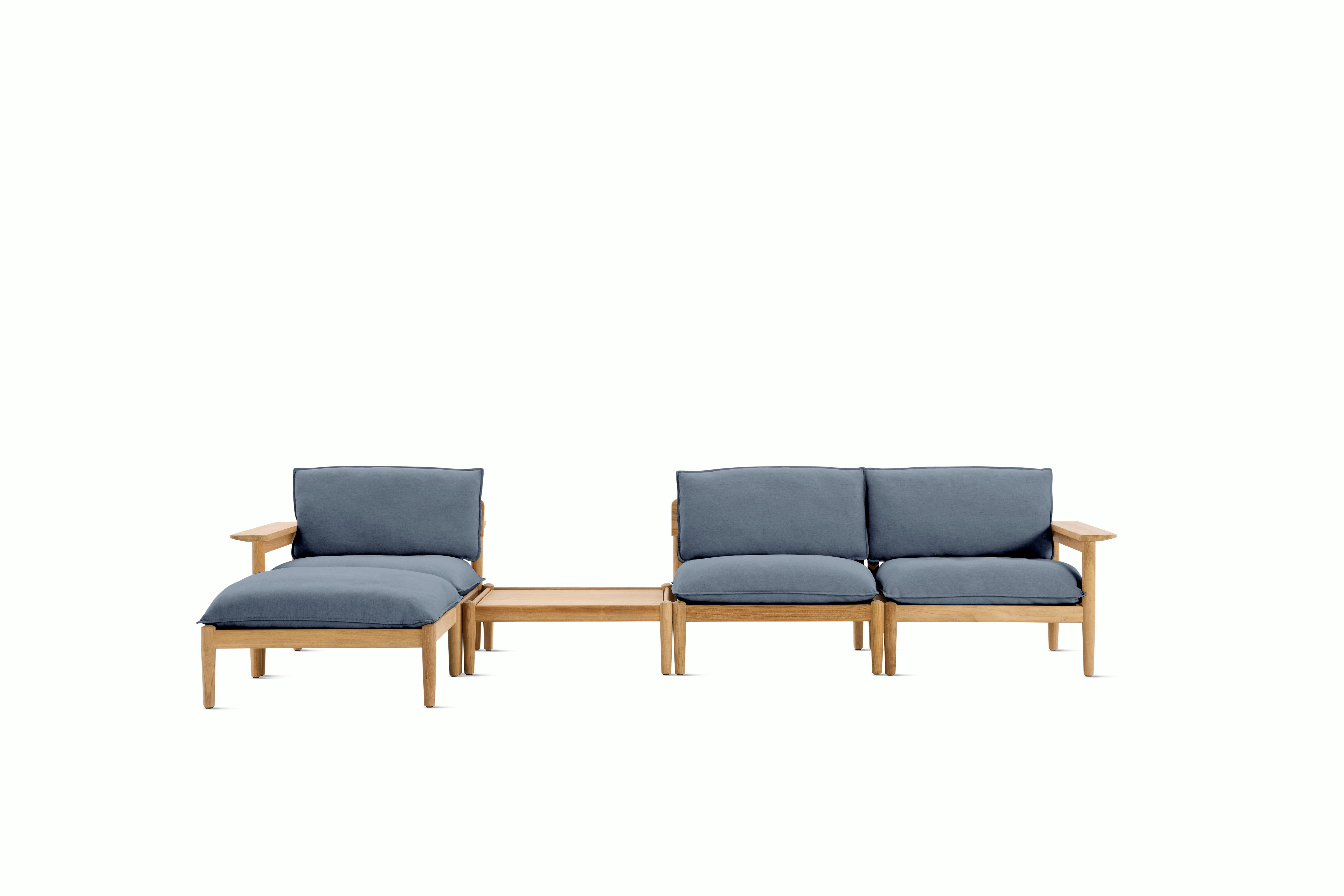 Terassi Sectional Sofa with Table - Sky, FSC Certified