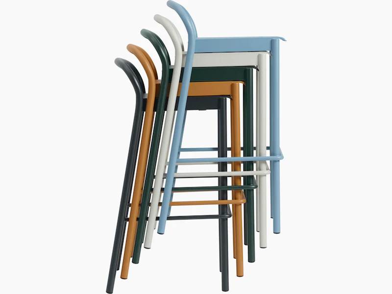 Linear steel bar stool h75 stacked Muuto