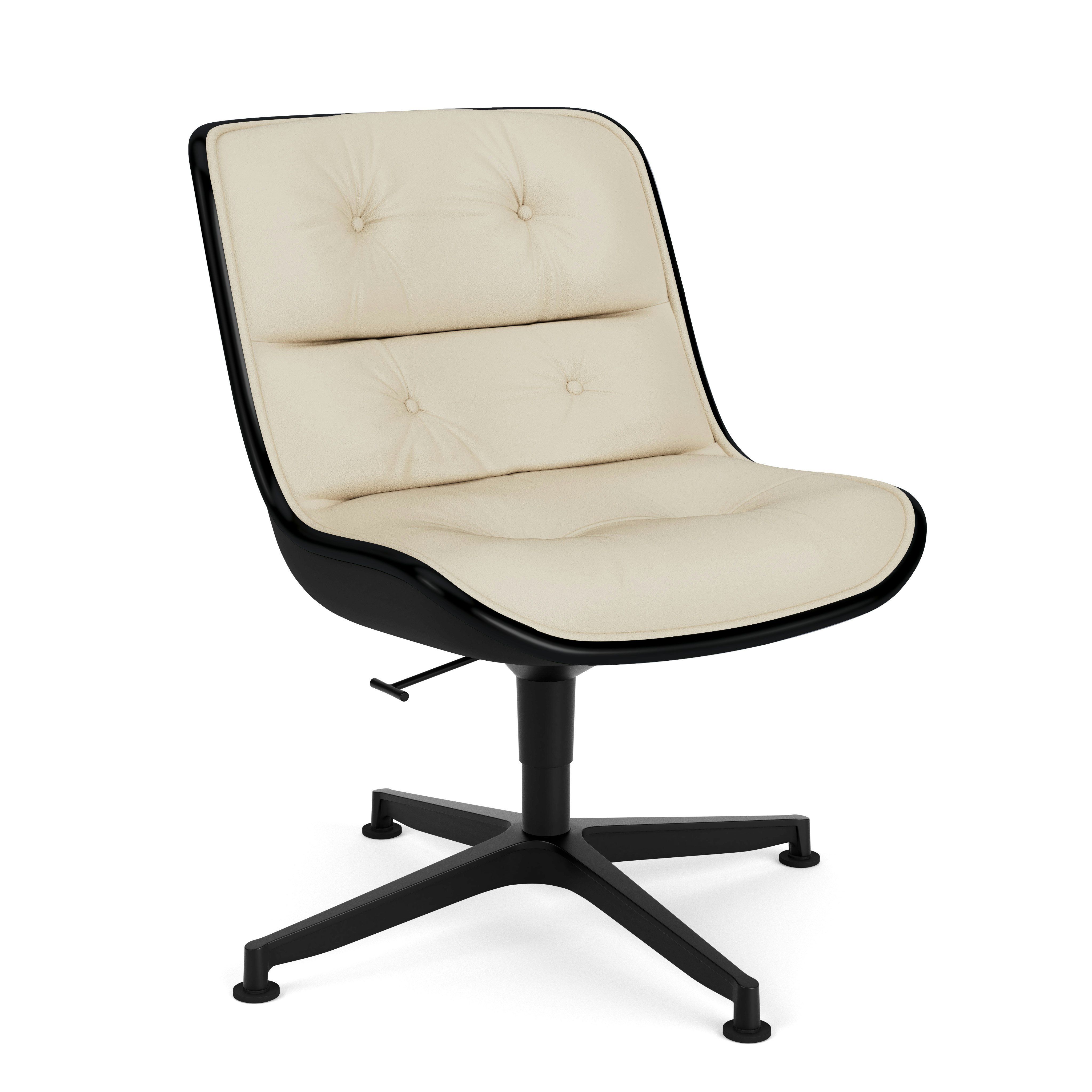 Pollock Executive Side Chair - 4 Star, Black, Volo Leather,  Parchment