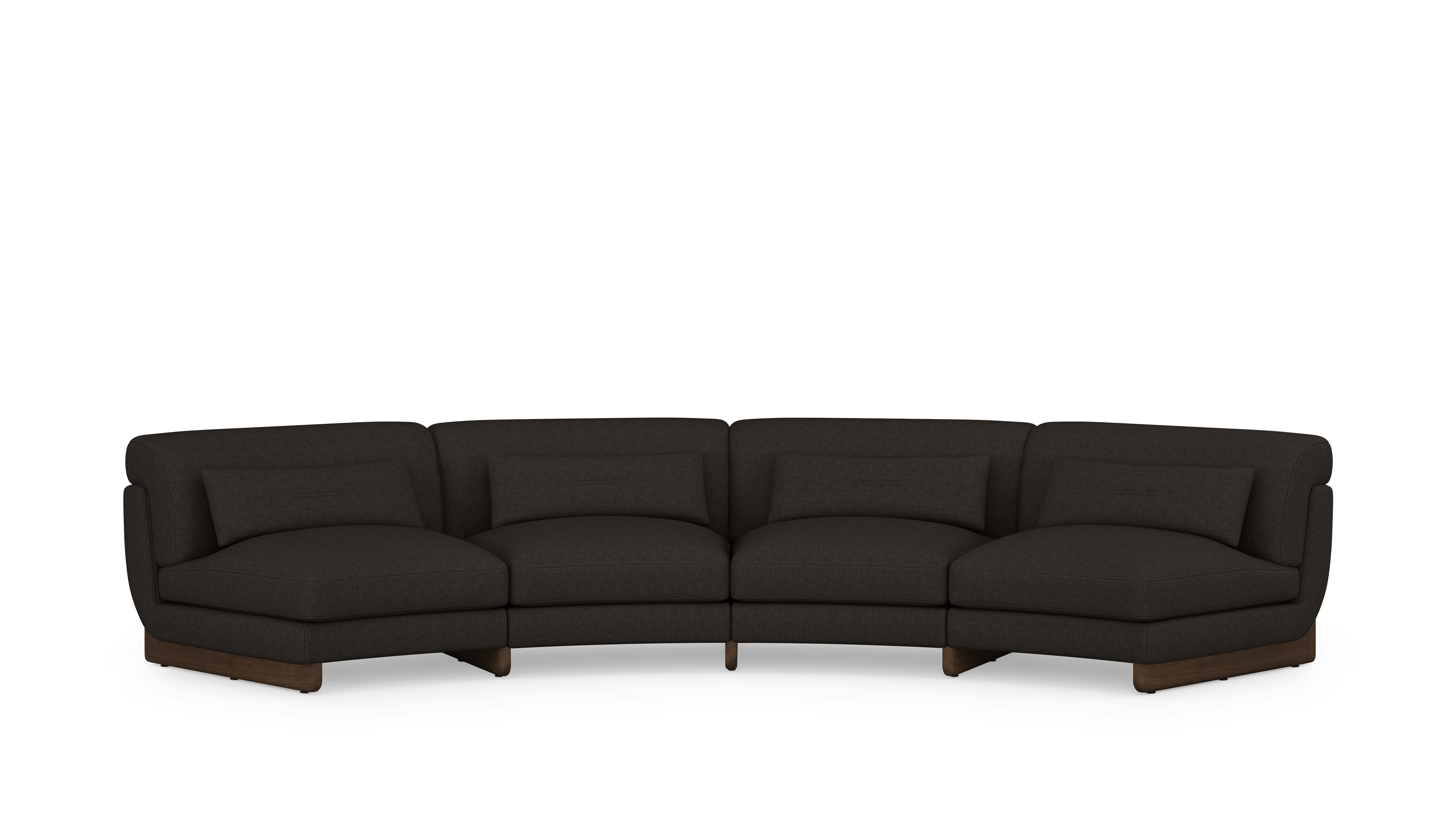 Contra Wedge Sectional - 4 Seat, Pebble Weave, Chocolate, Walnut